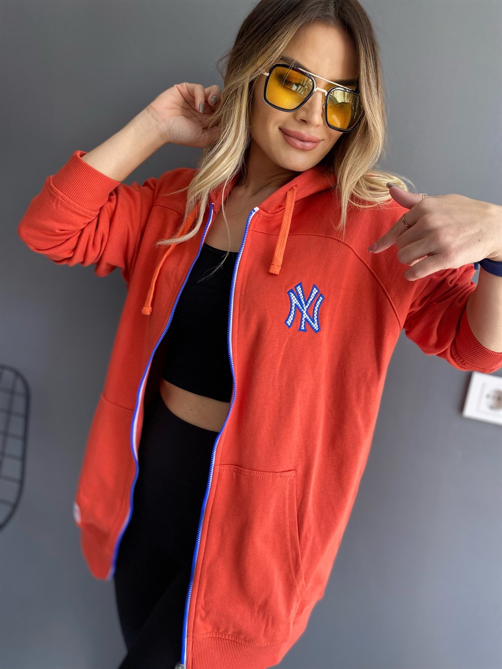 NWE Mavi Fermuarlı Sweat
