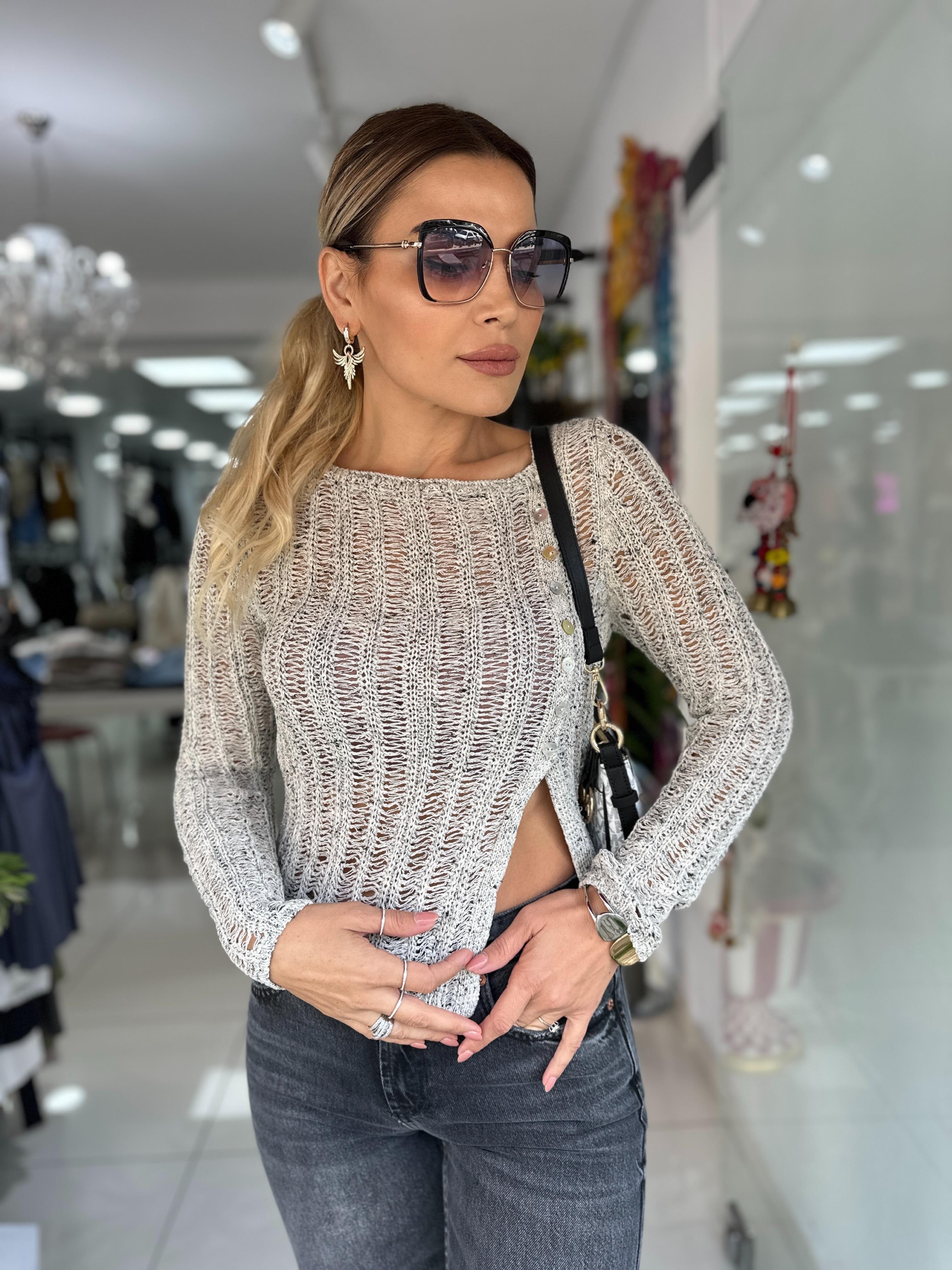 ORJ Asimetrik Açık Örgü Triko