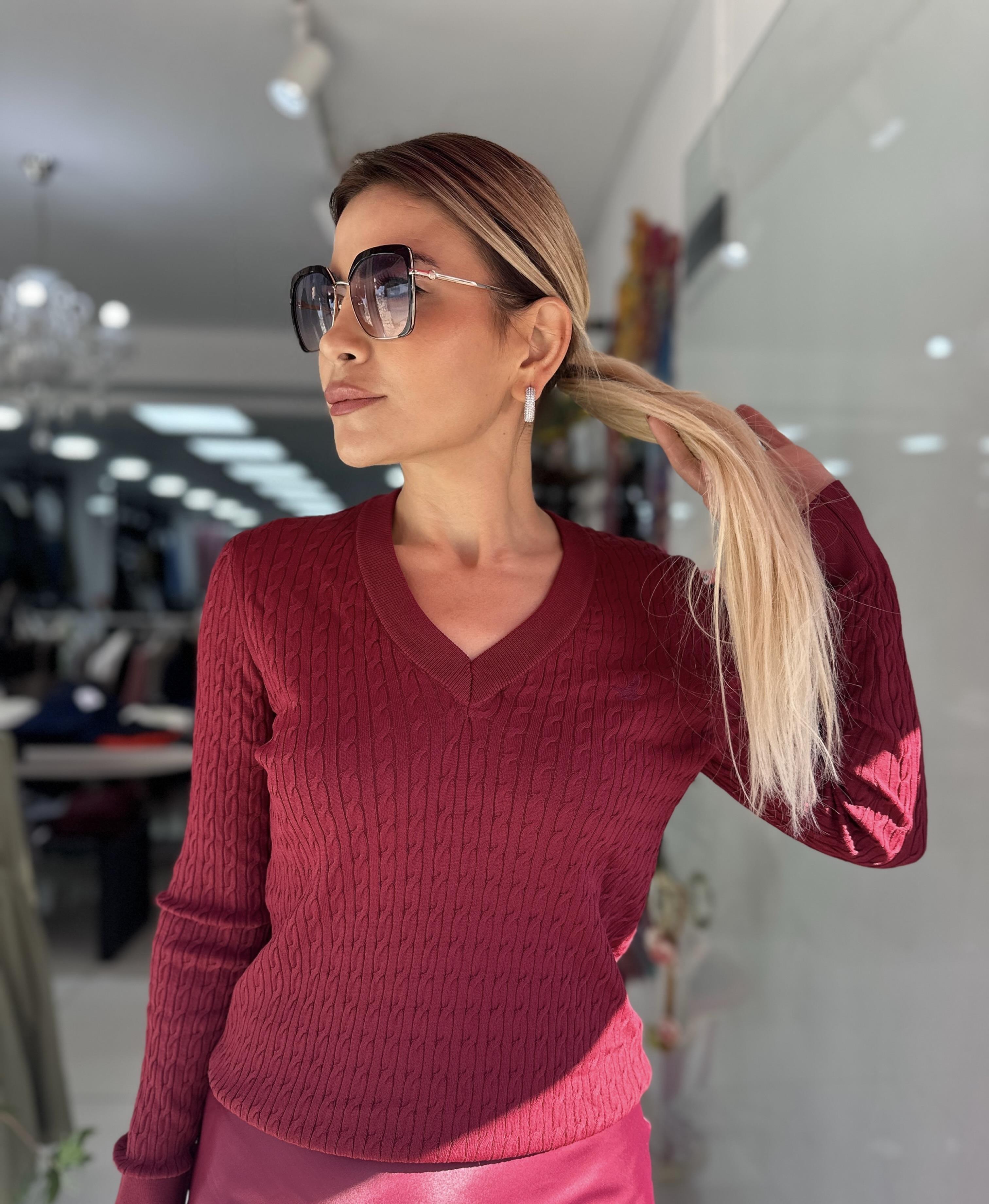 ORJ Bordo Marka Amblemli Triko 