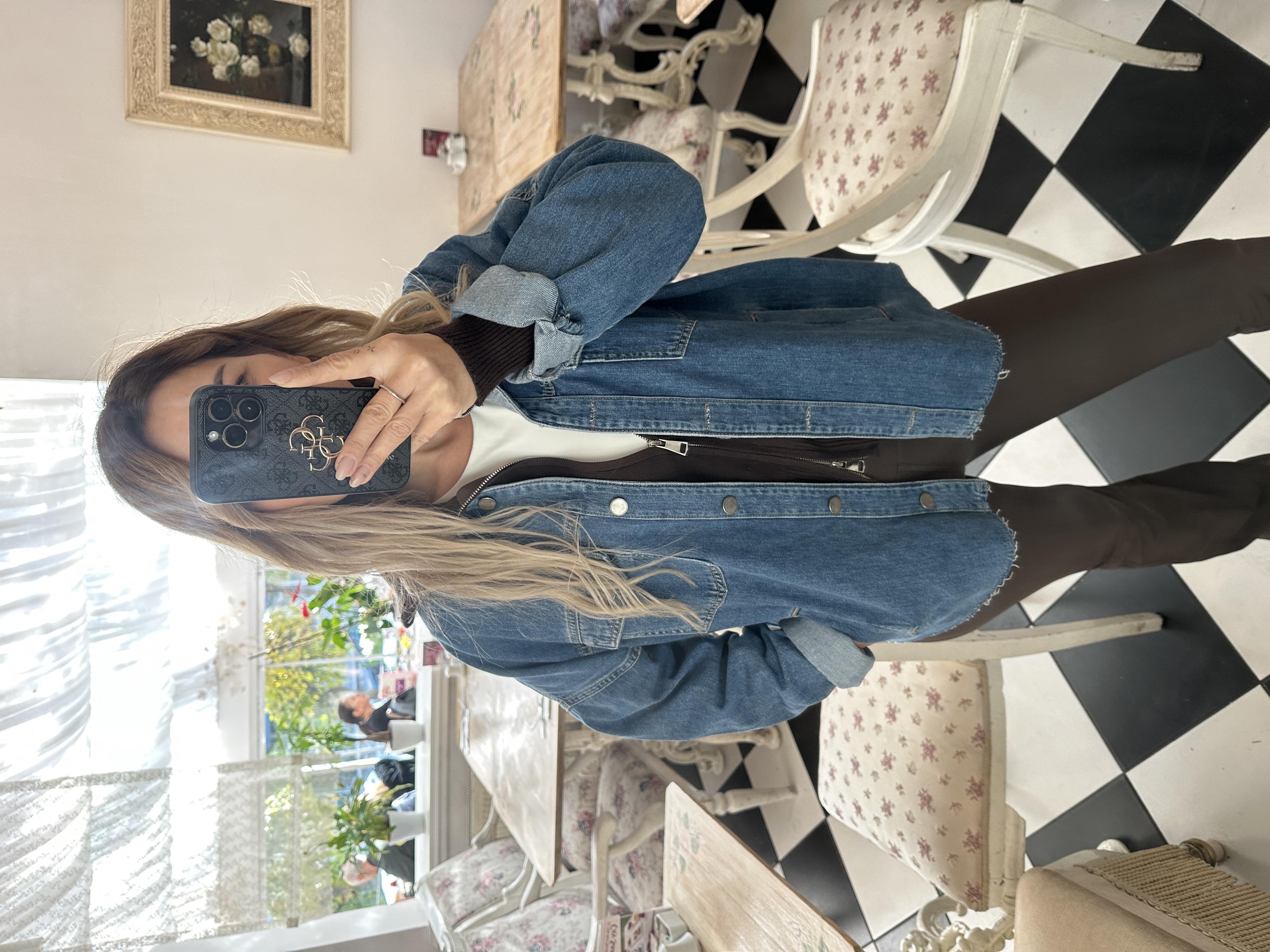 ORJ Marka Sıvama Taşlı Denim Gömlek 