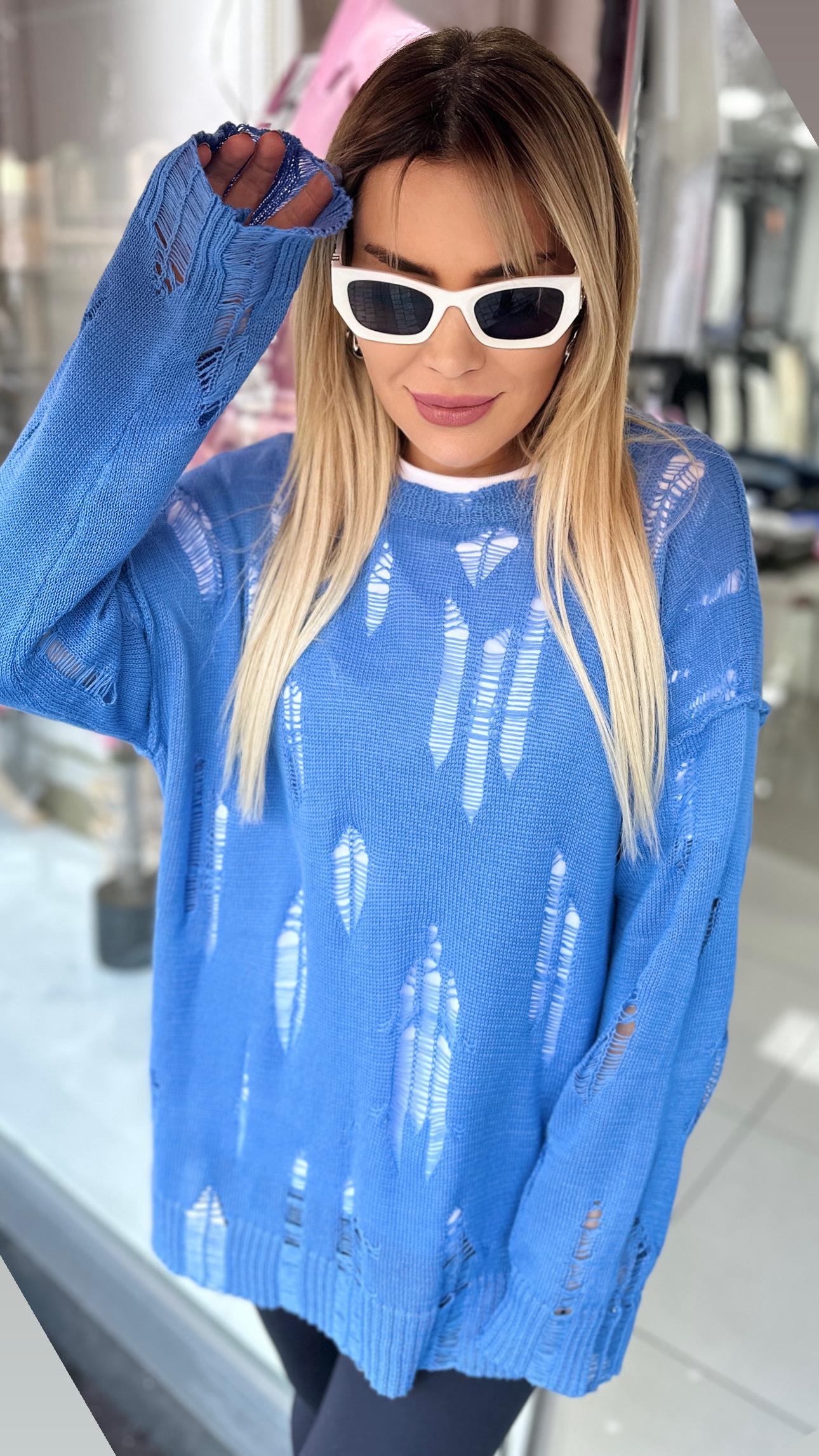 ORJ Mavi Ajurlu Triko