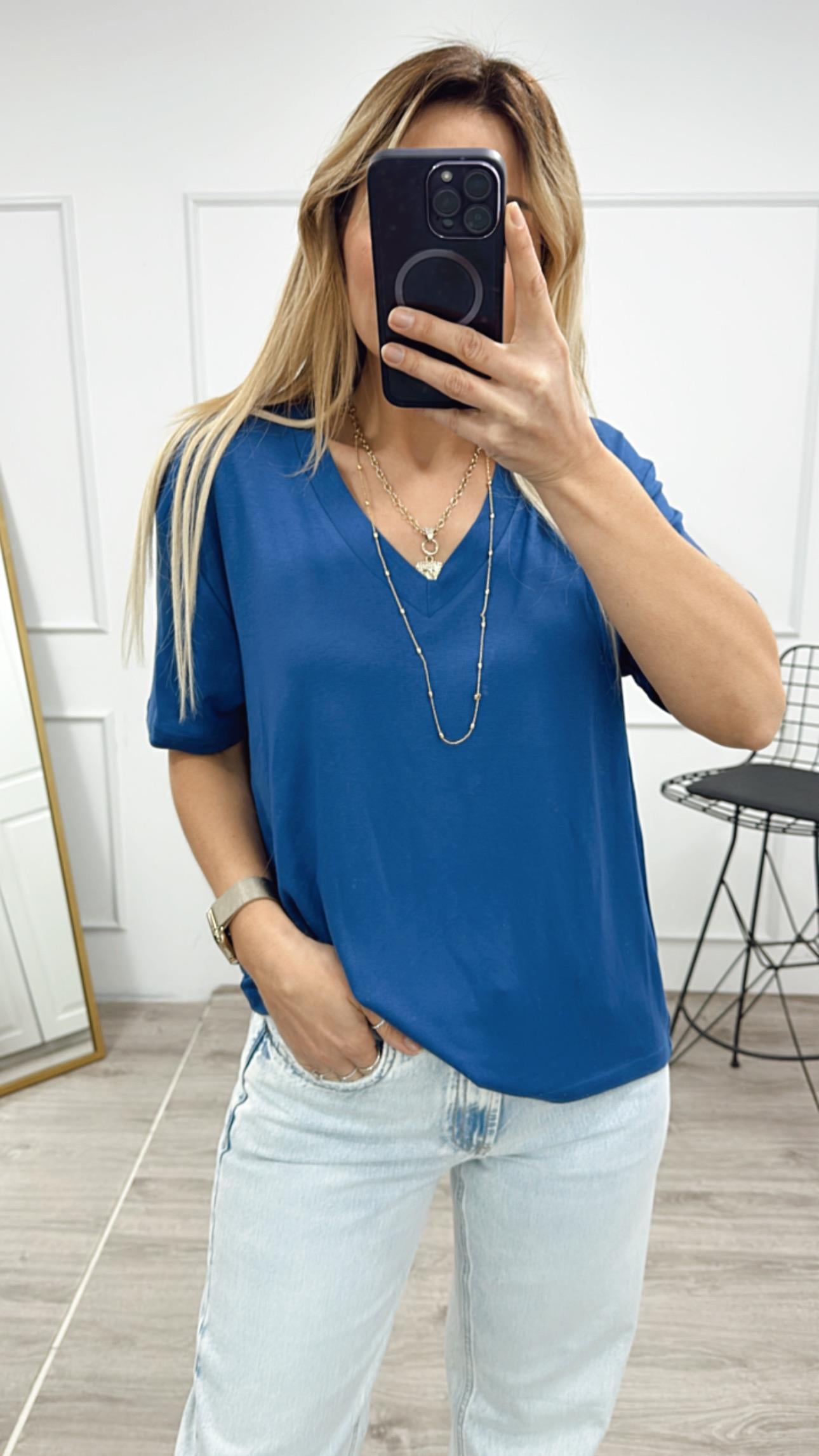 ORJ Mavi Tensel V Yaka Tshirt
