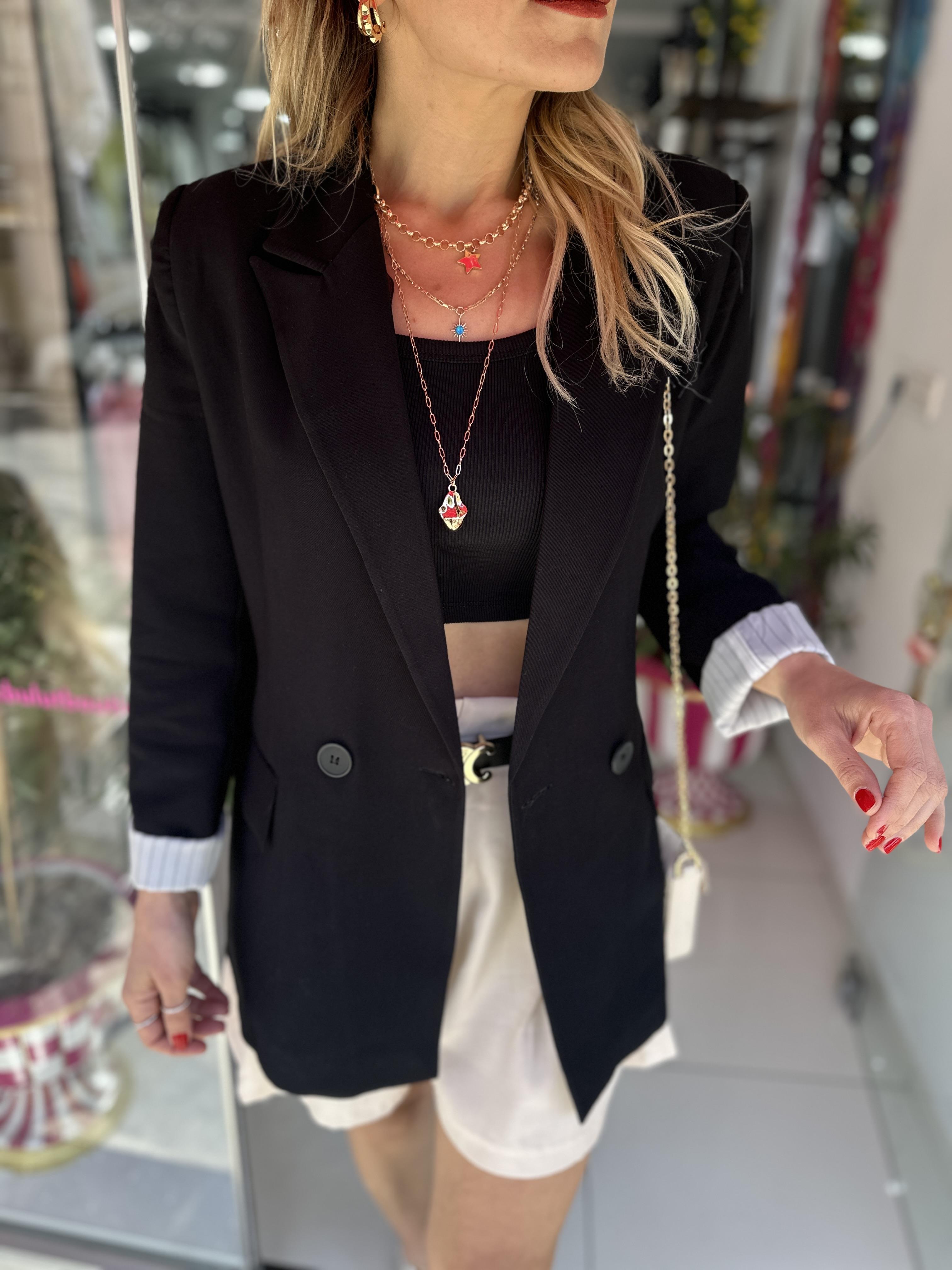 ORJ Siyah Keten Blazer 