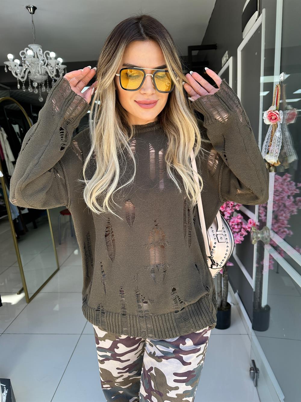 ORJ URB Haki Delikli Triko 