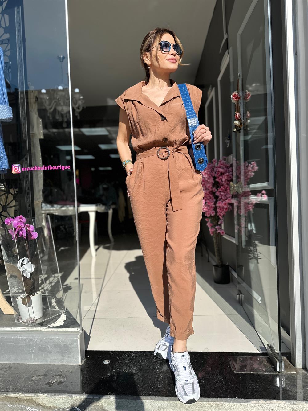 ORJ ZR Kahve Tensel Kumaş Tulum 