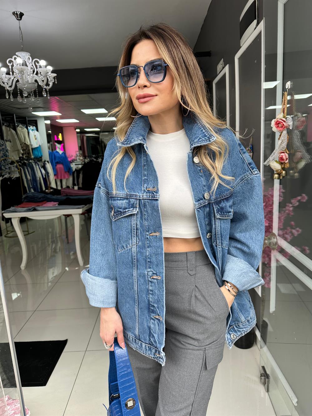 ORJ ZR Mavi Oversize Kot Ceket 