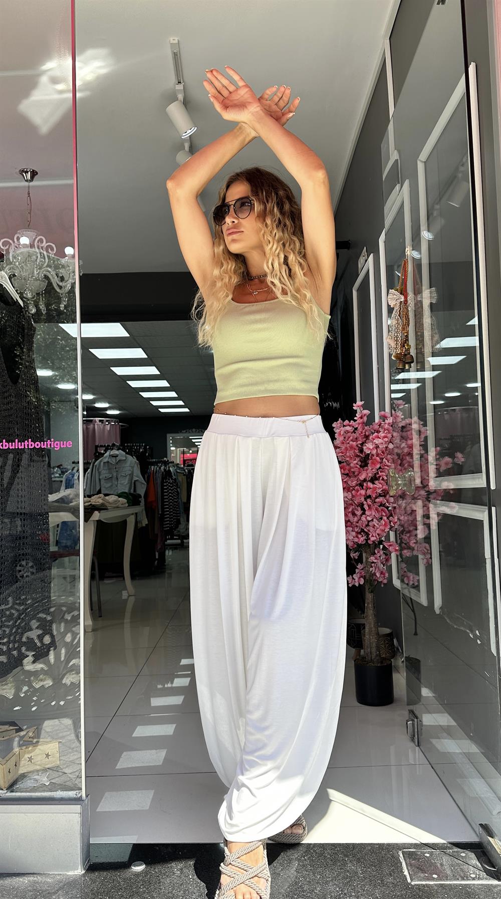 OYS Beyaz Modal Şalvar Model Eşofman 