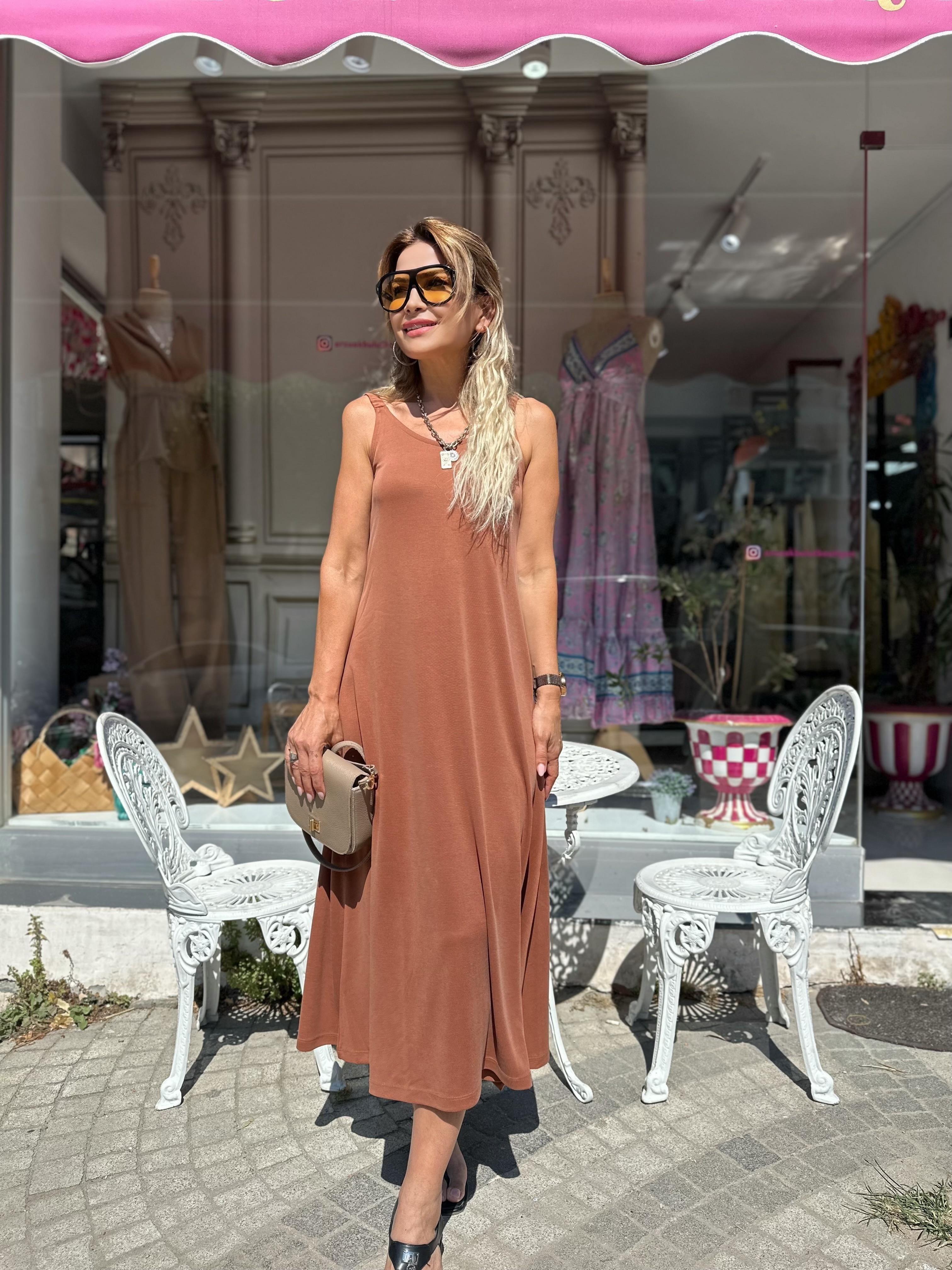 OYS Modal Kiremit Rengi Elbise 