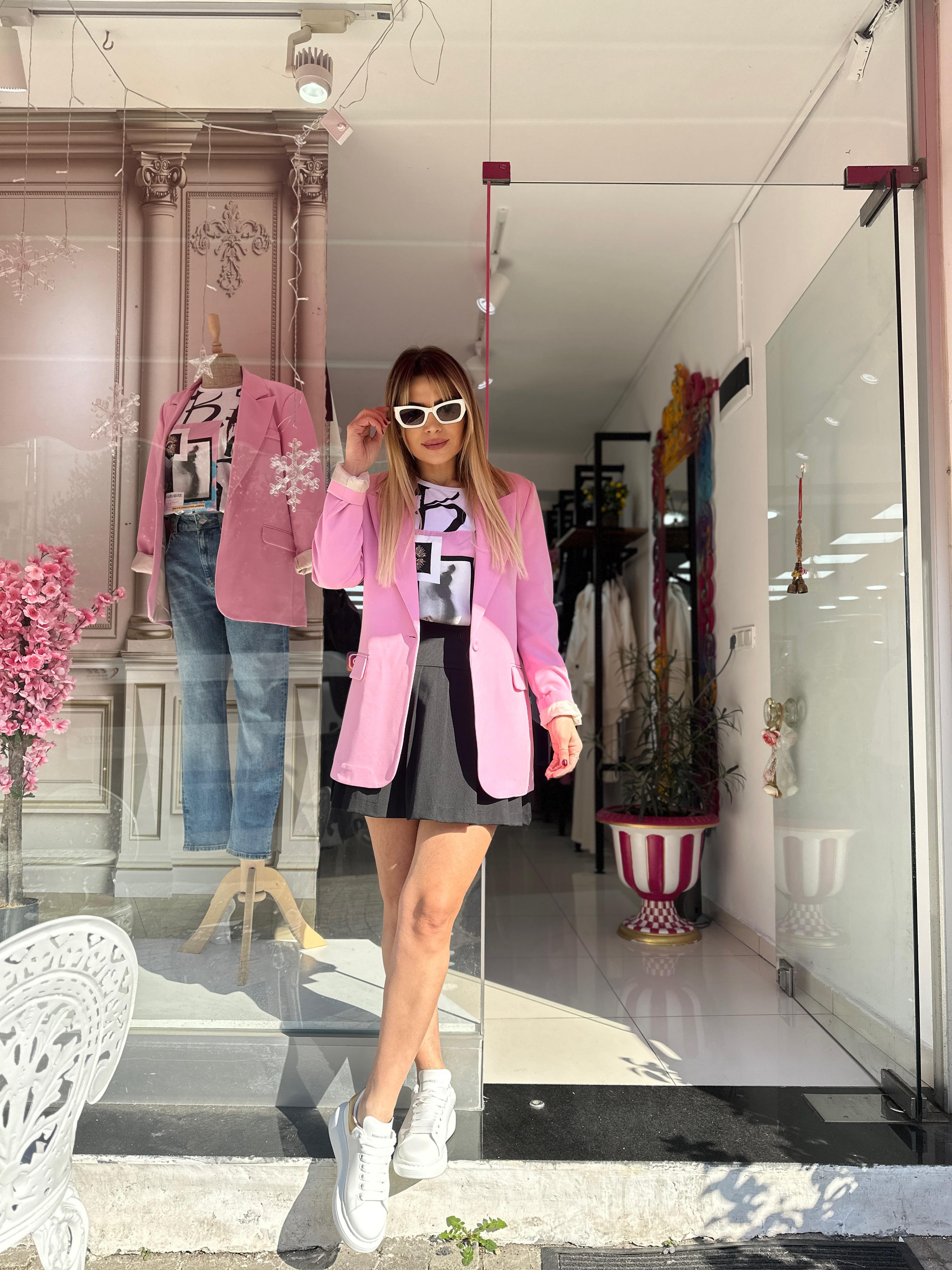 Pembe Blazer Ceket 