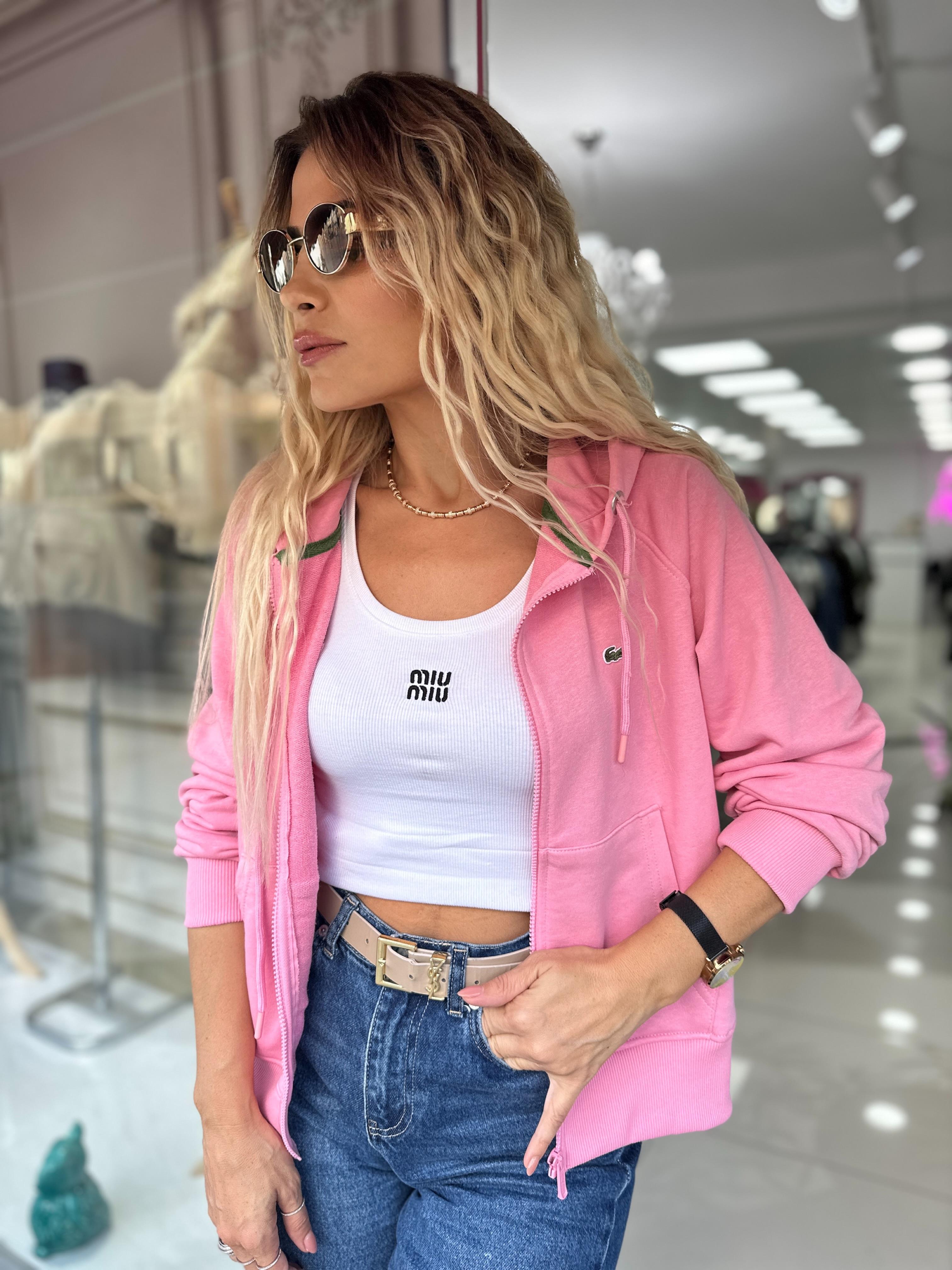 Pembe Nakışlı Üçiplik Şardonsuz Sweat 