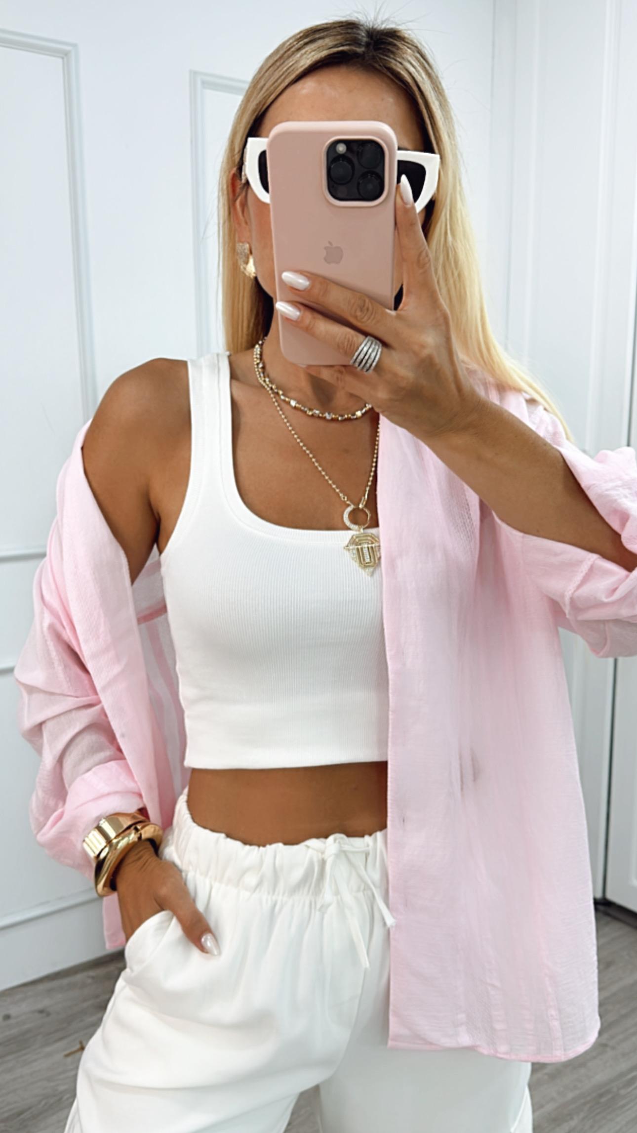 Pembe Oversize Gömlek 