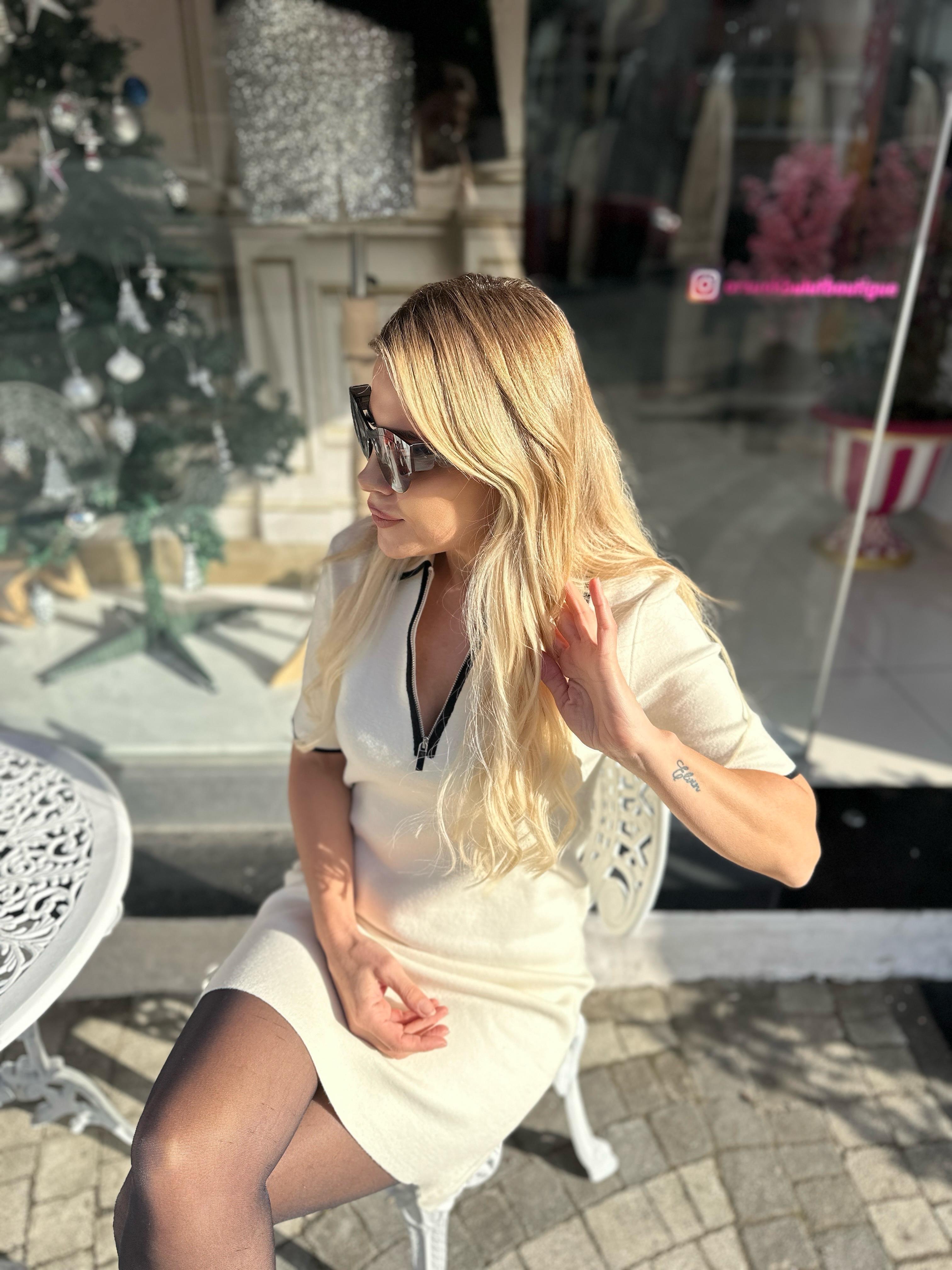 Polo Yaka Fermuarlı Kısa Kol Elbise 