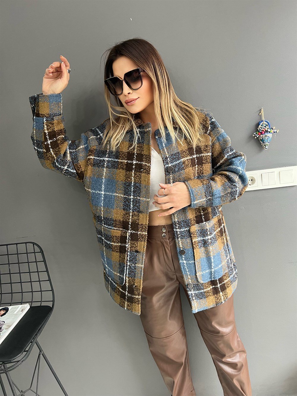 RB İndigo/Kahve Kaşe Kaban