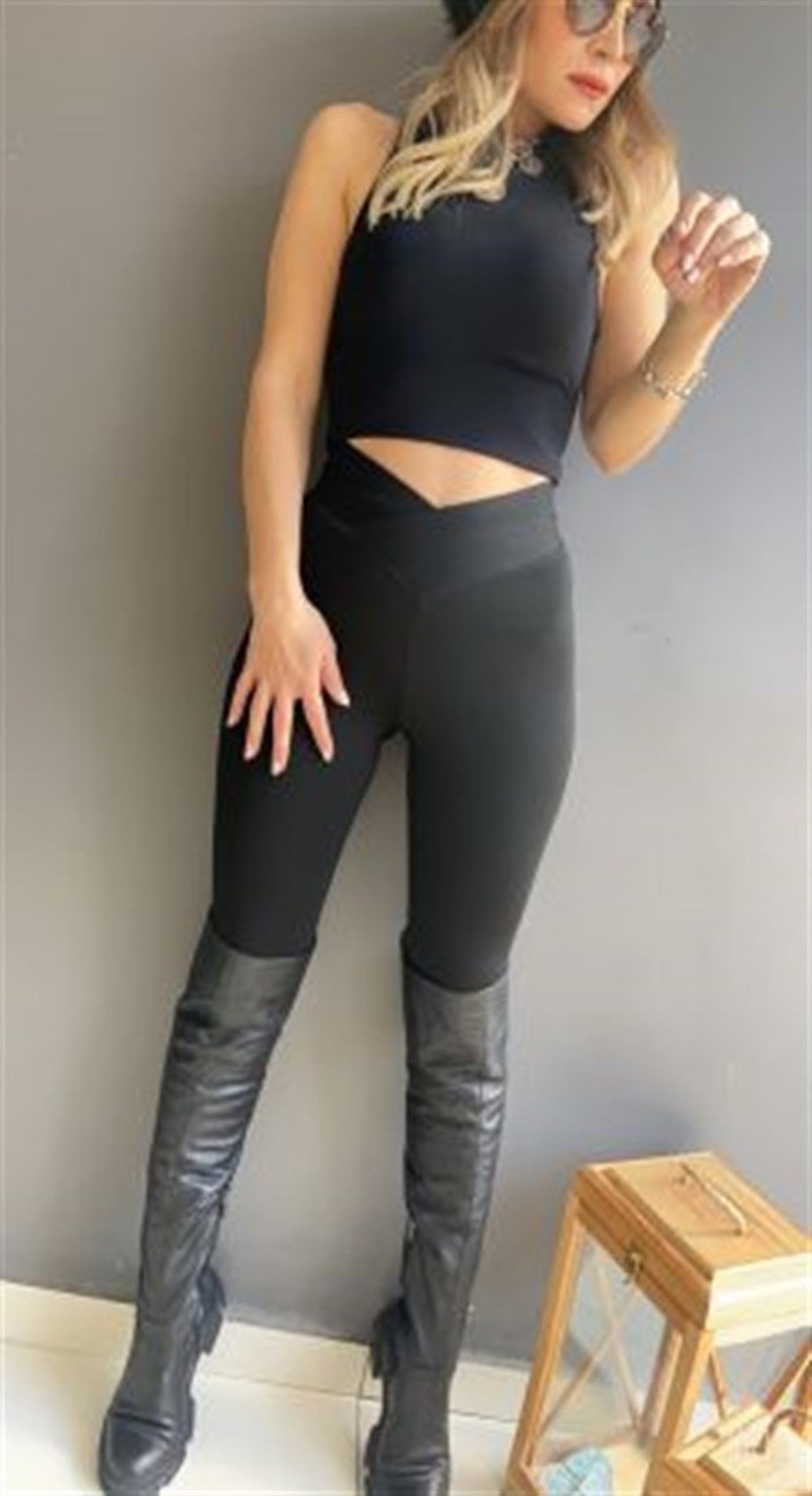 SİYAH BELİ ÇAPRAZ  TAYT 