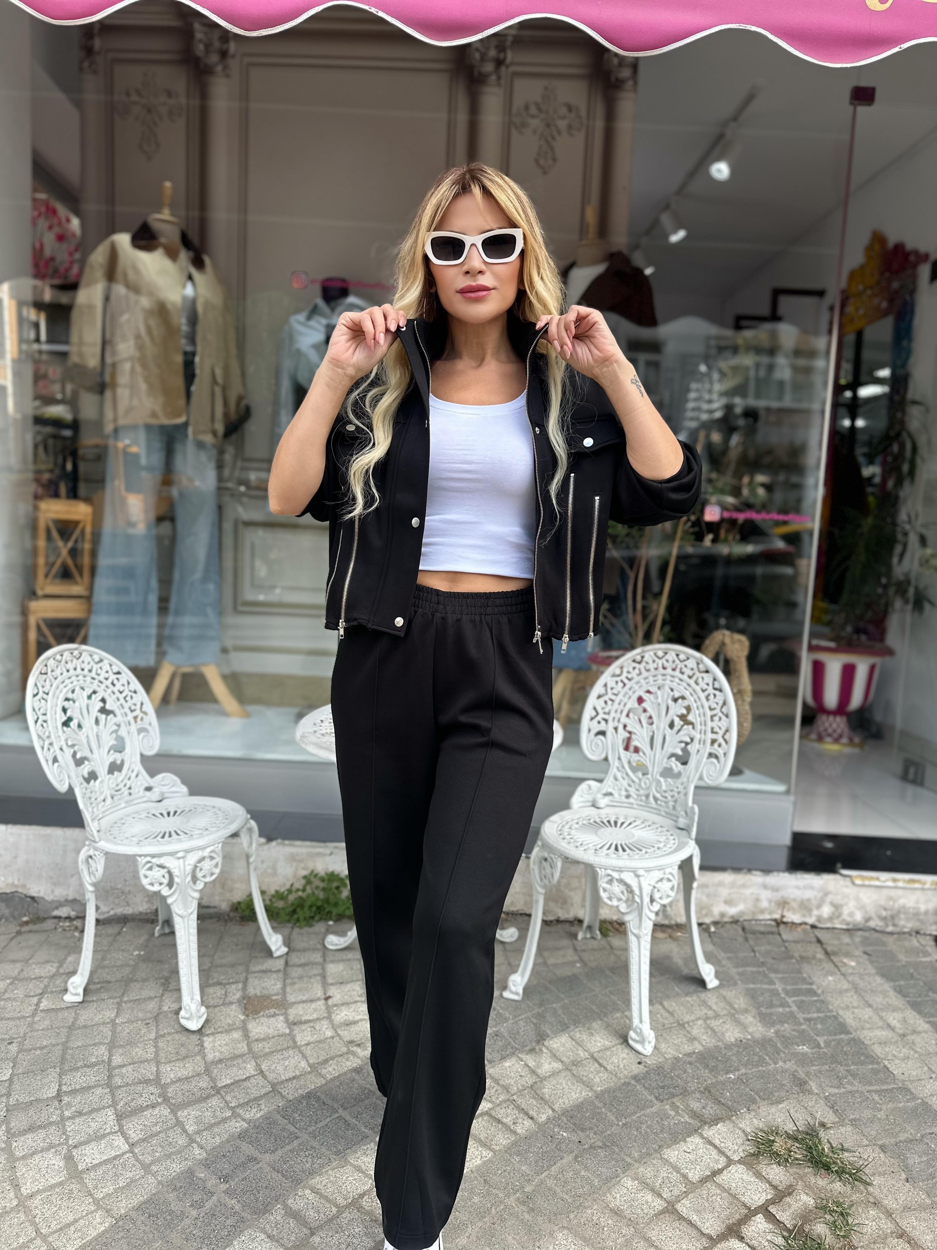 Siyah Çimalı Eşofman 