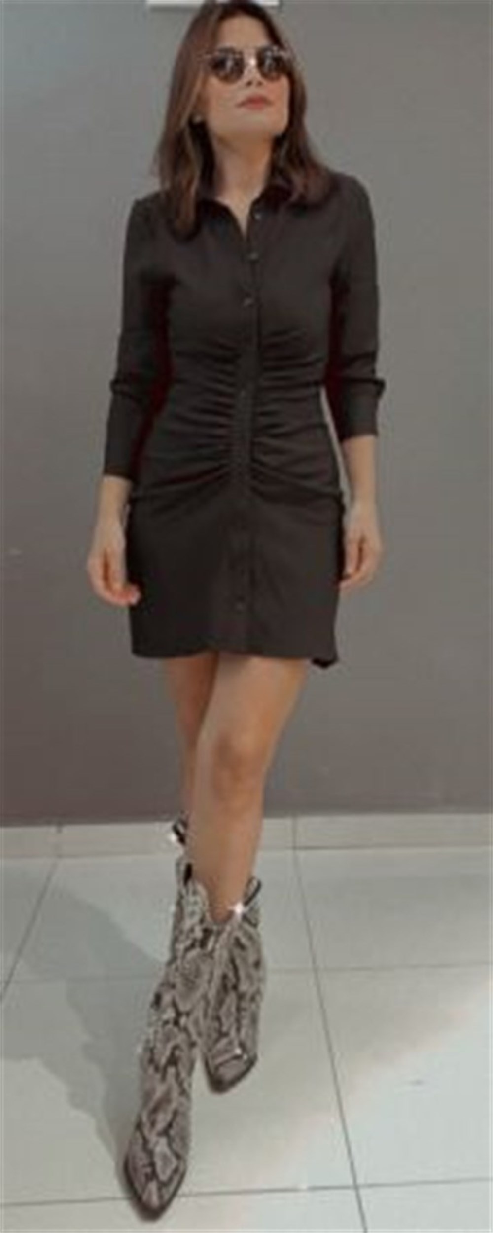 SİYAH GÖMLEK ELBİSE