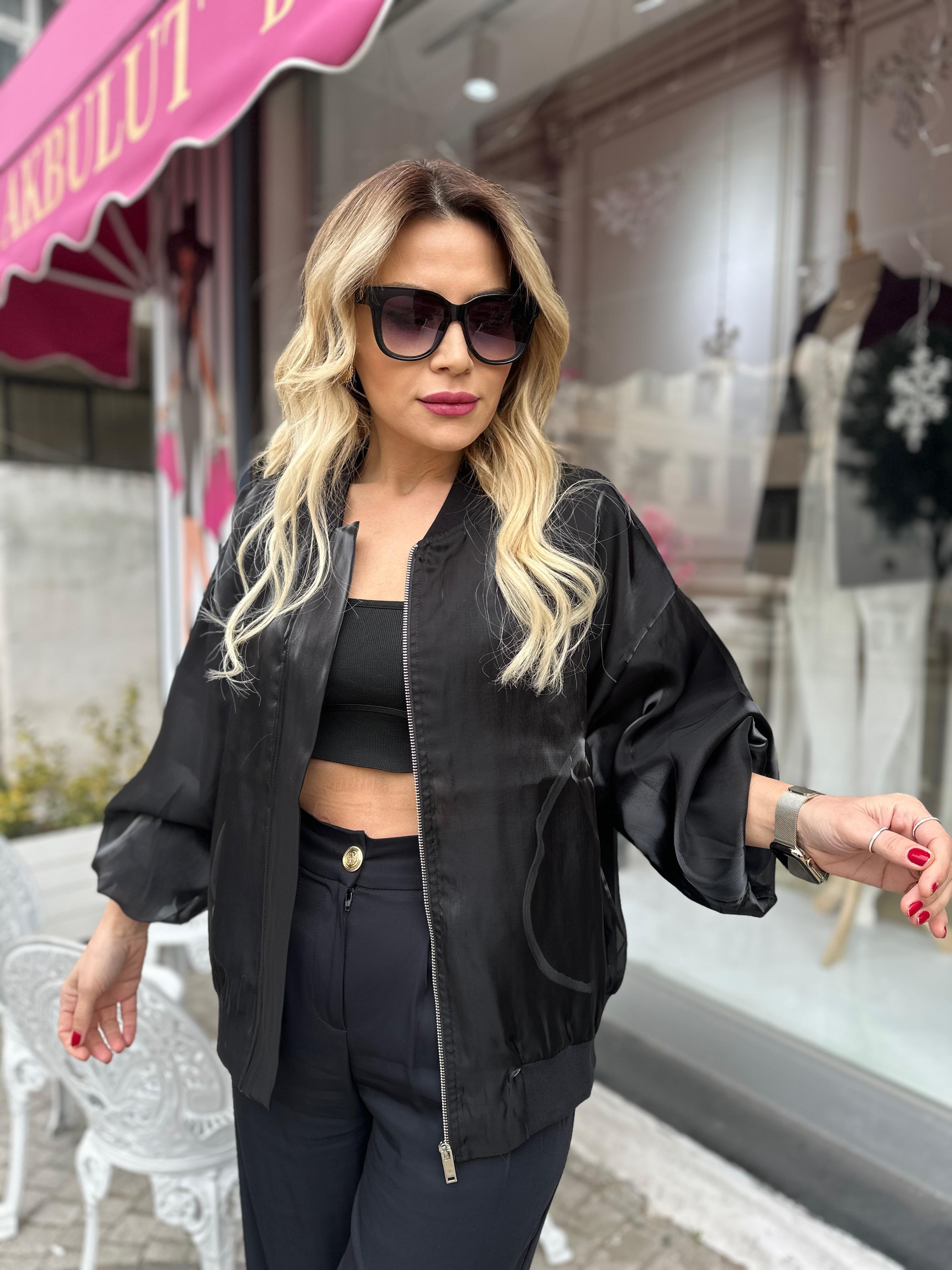 Siyah Oversize Organze Ceket
