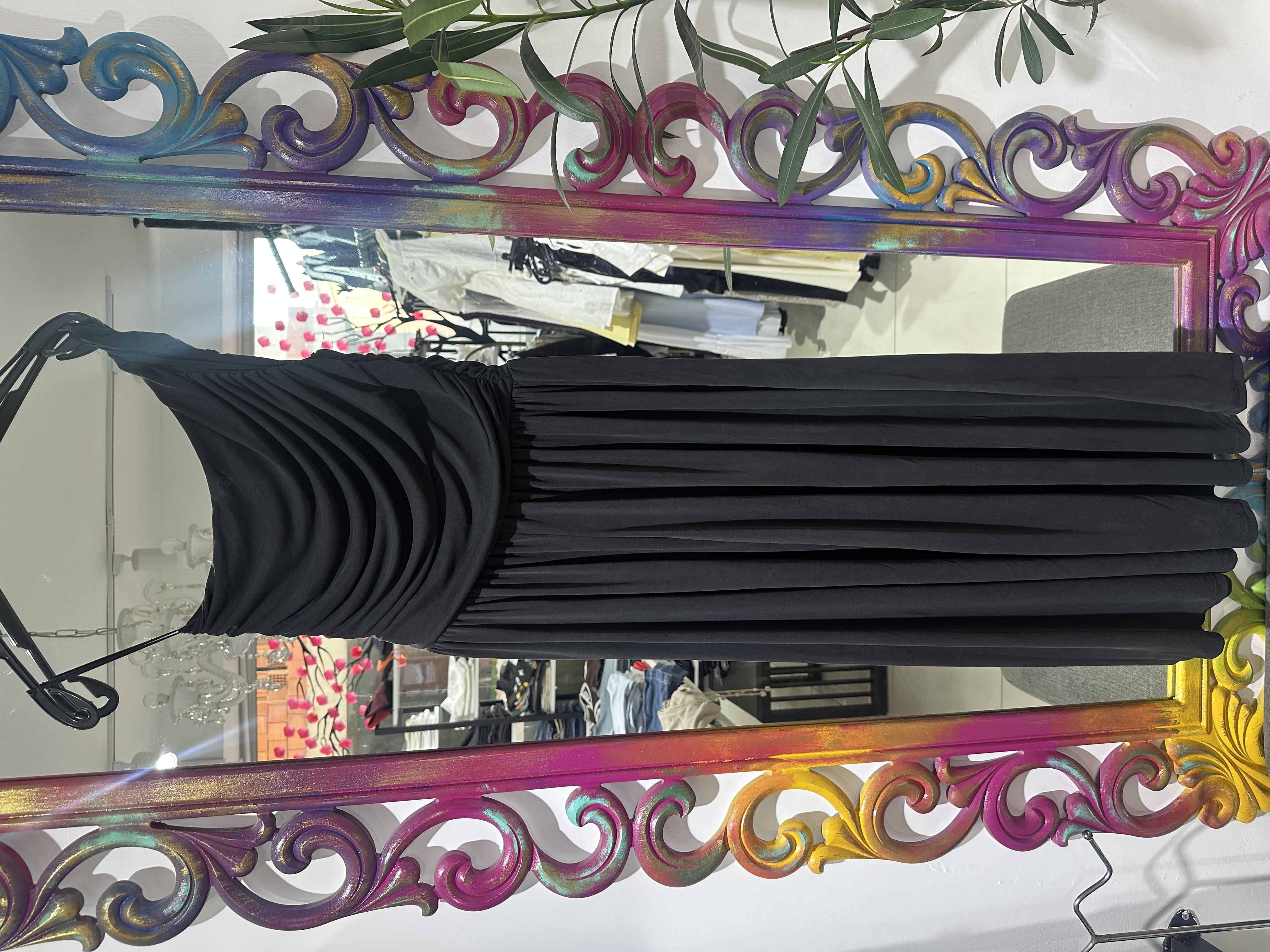 Siyah Tek Omuzlu Drapeli Elbise