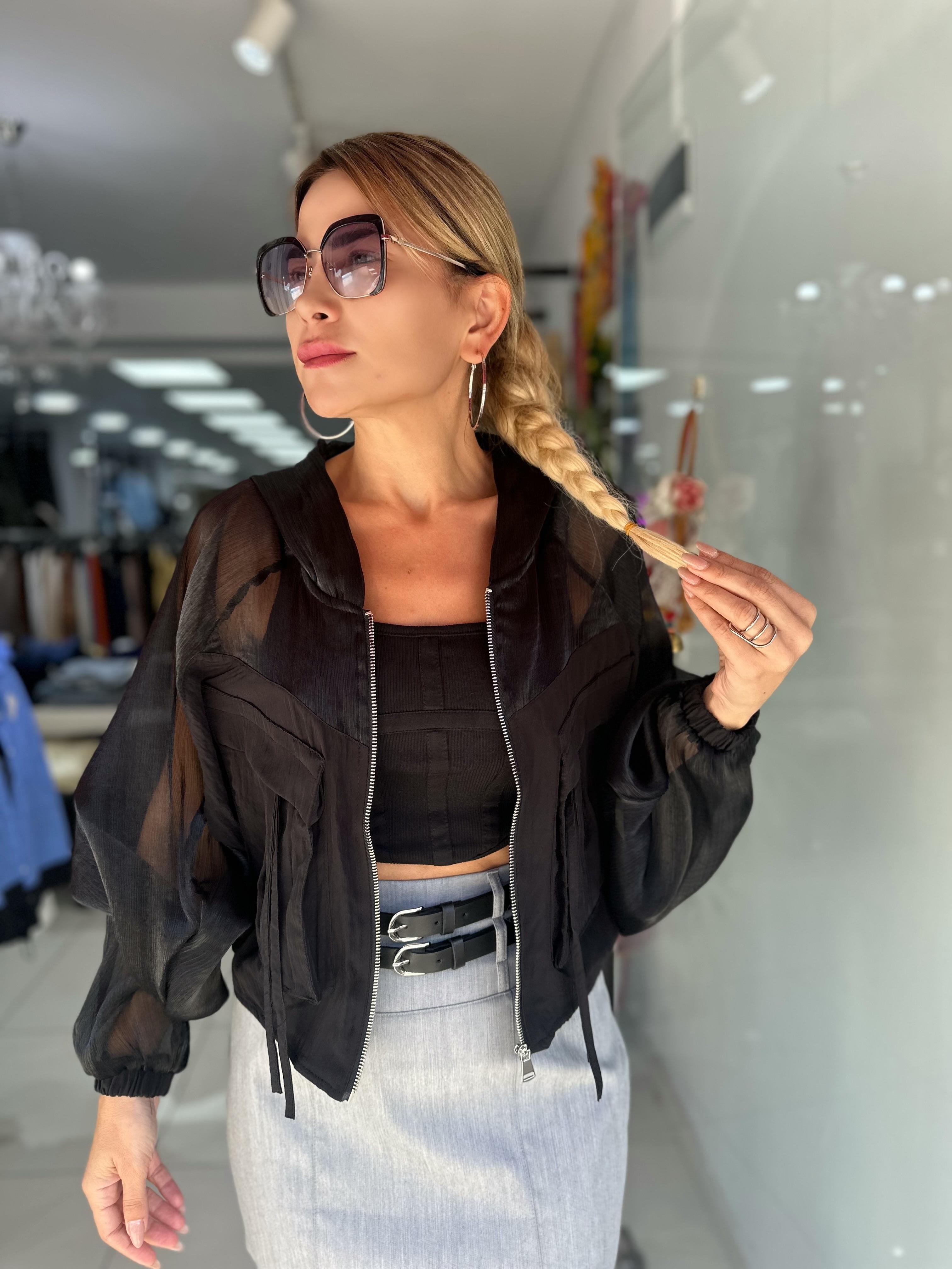 Siyah Transparan Tasarım Ceket