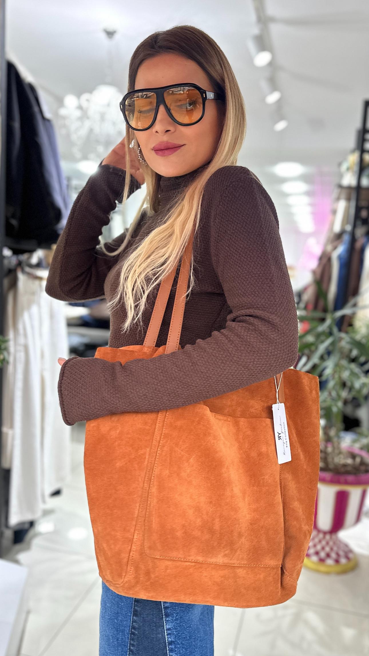 Taba Süet Çift Bölmeli Çanta