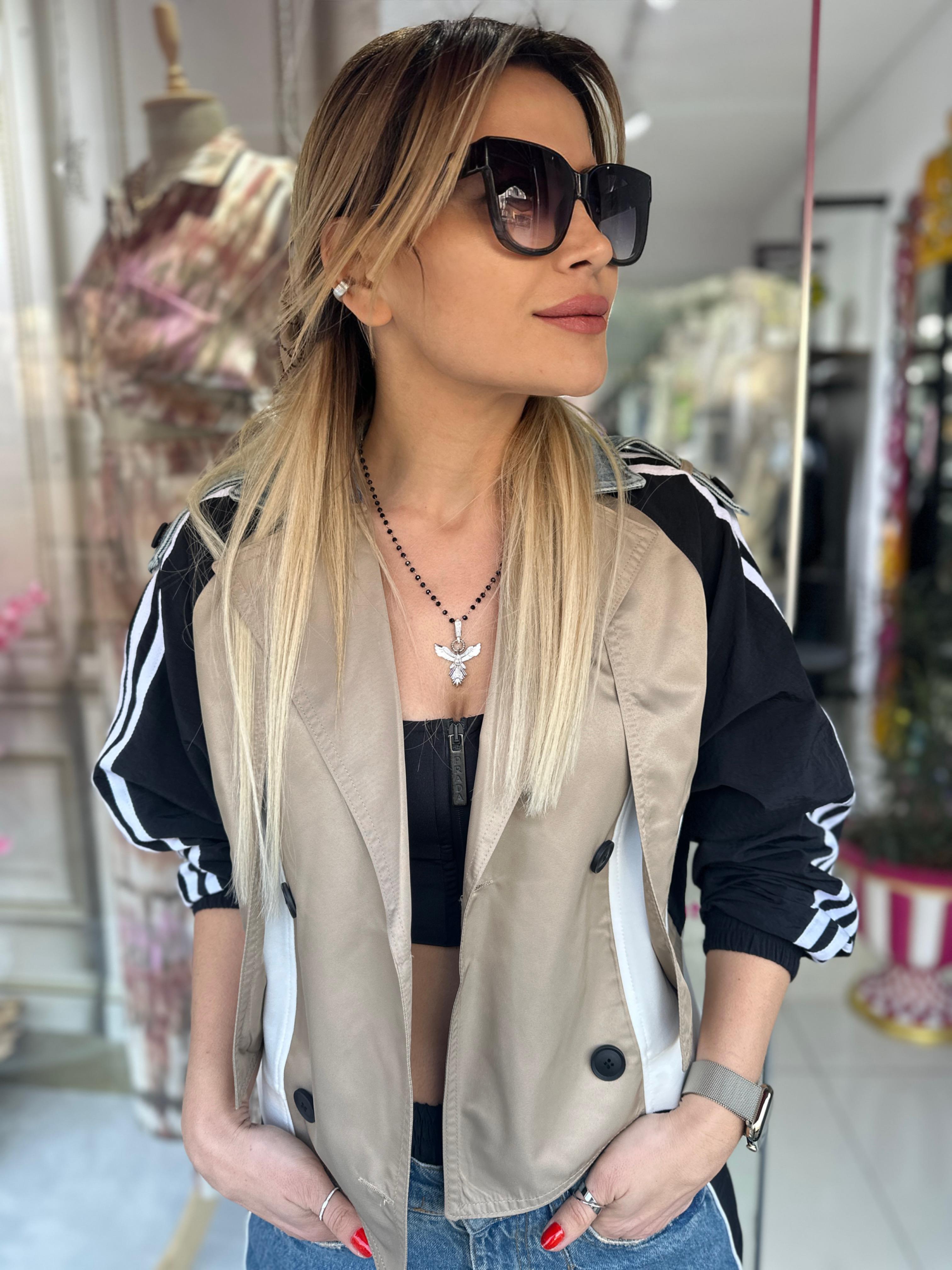 Tasarım Paraşüt Jean Geçişli Ceket 