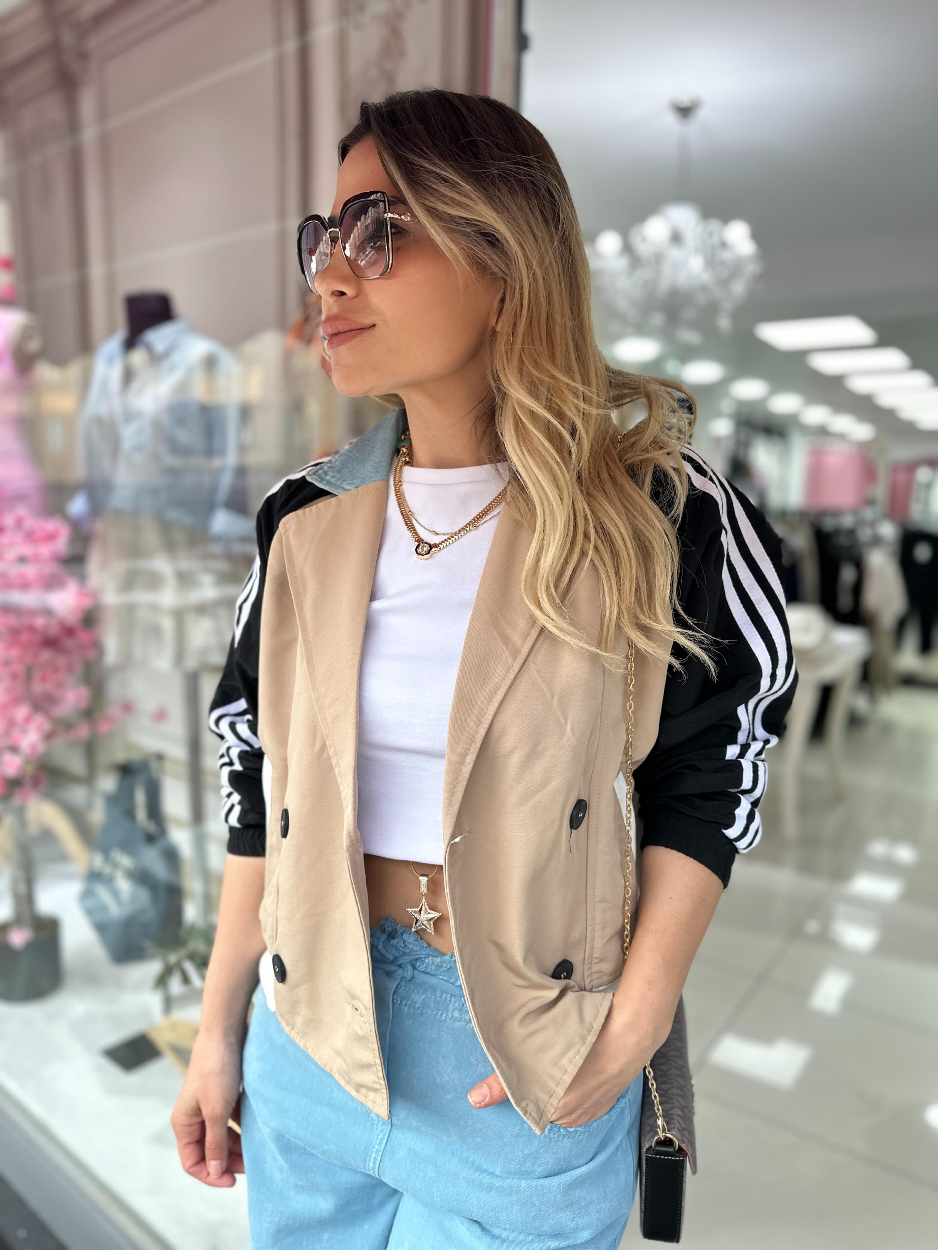 Tasarım Paraşüt Jean Geçişli Ceket