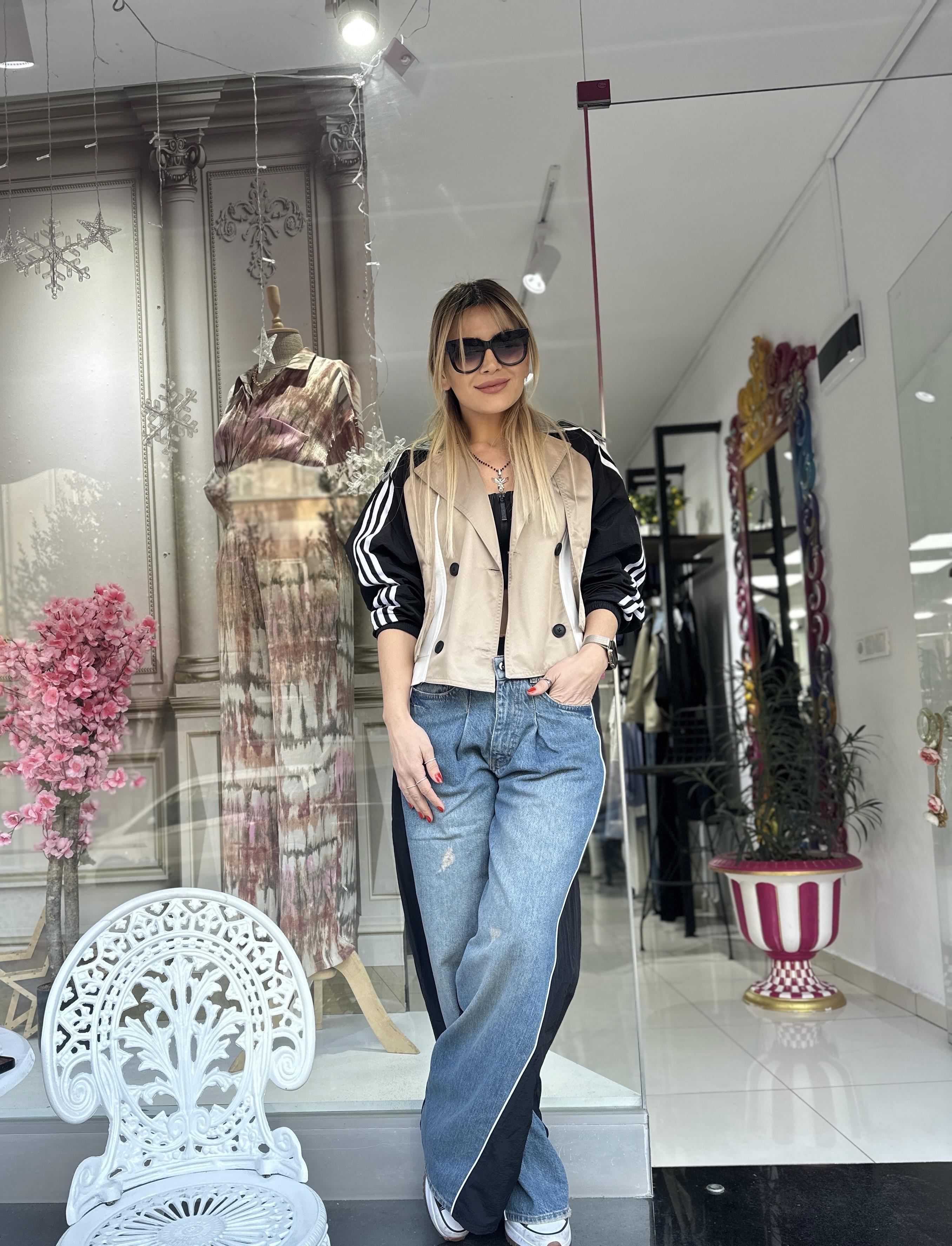 Tasarım Paraşüt Jean Geçişli Pantolon