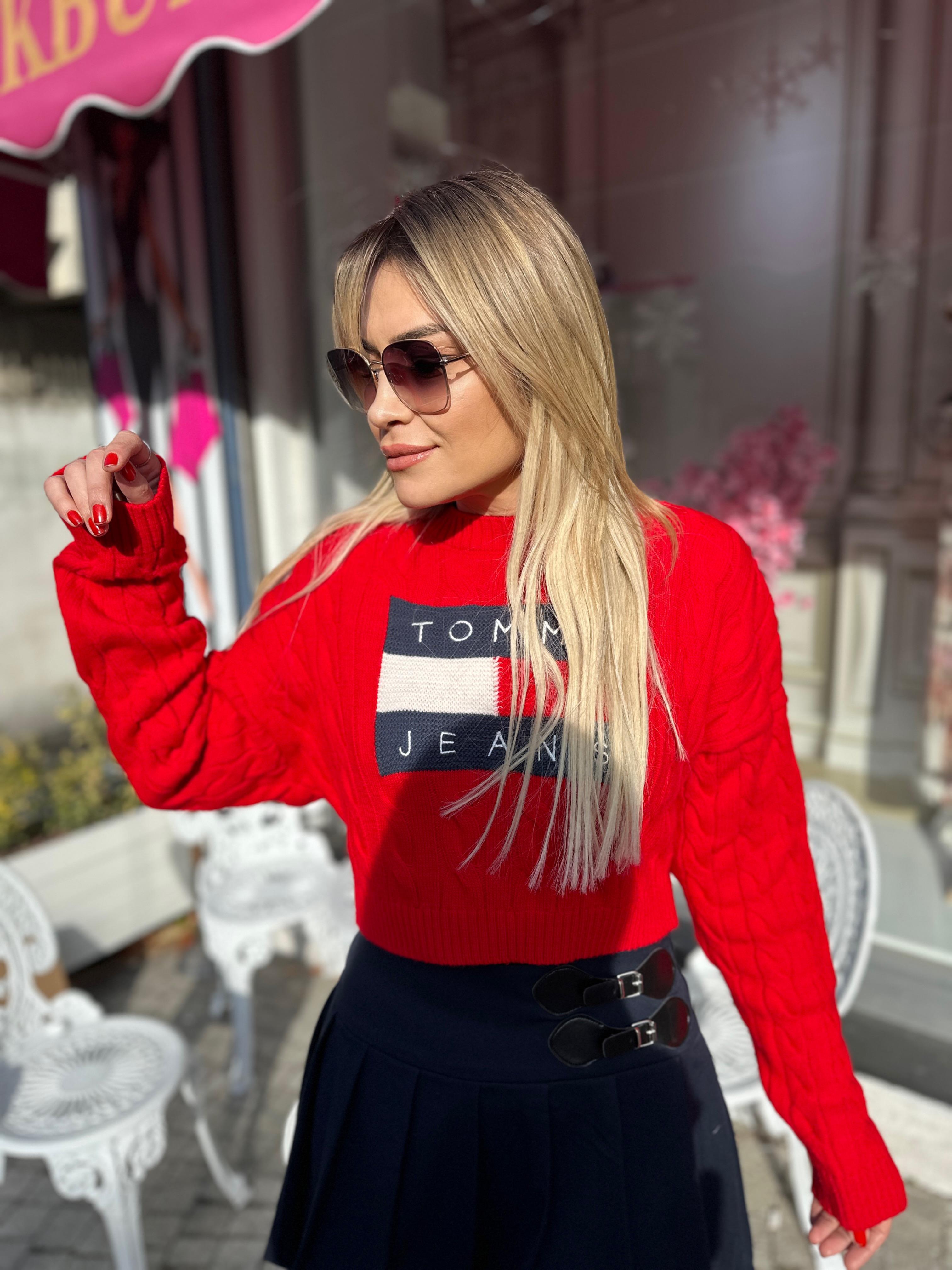 TM Kırmızı Crop Triko 