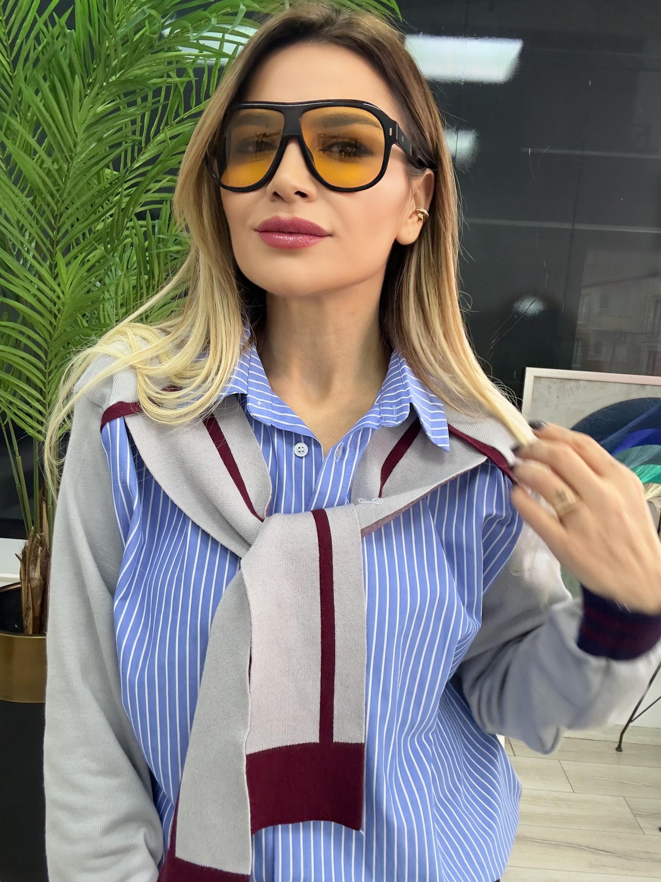 Triko Detaylı Tasarım Gömlek 