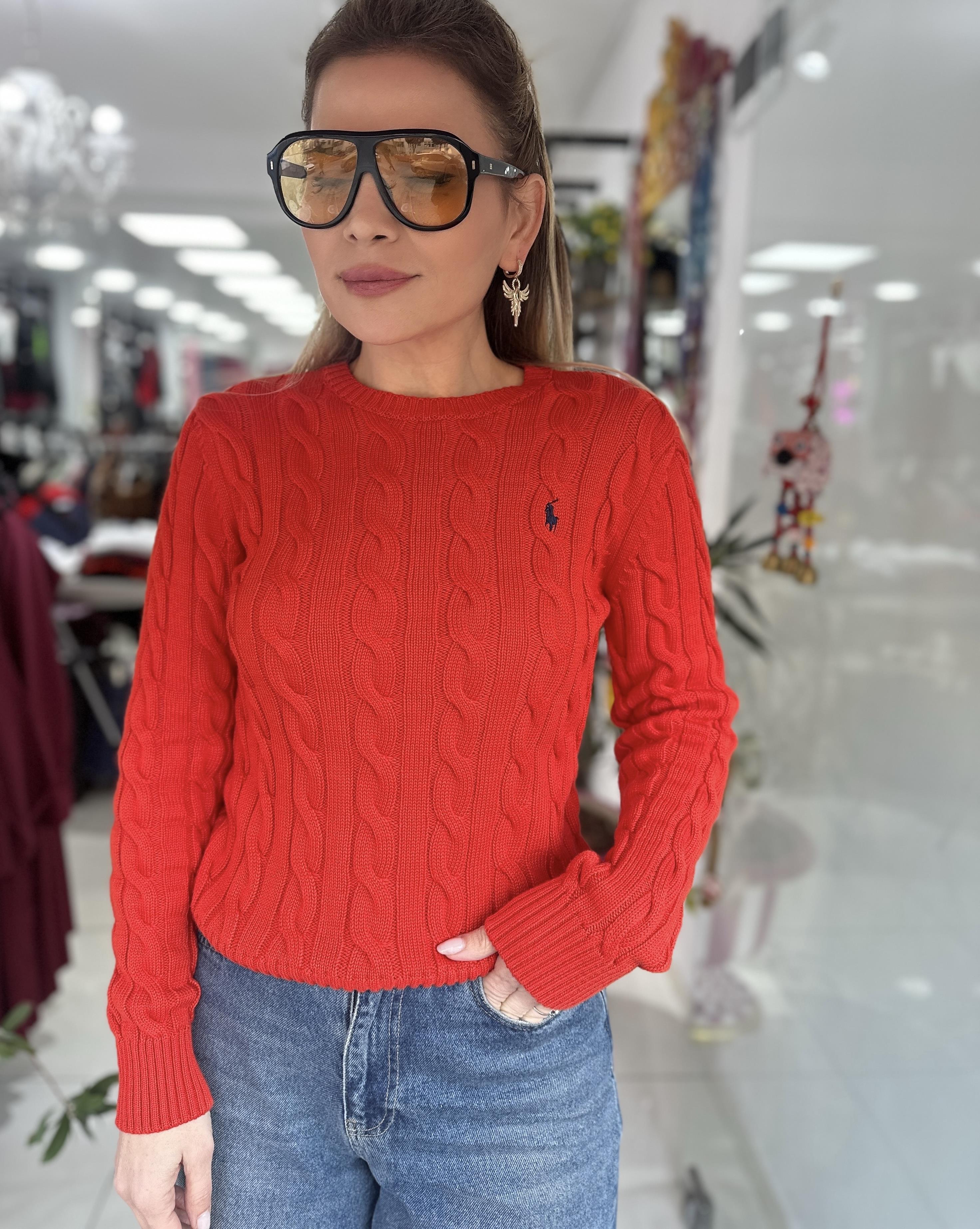 Turuncu Triko Örgü Kazak 