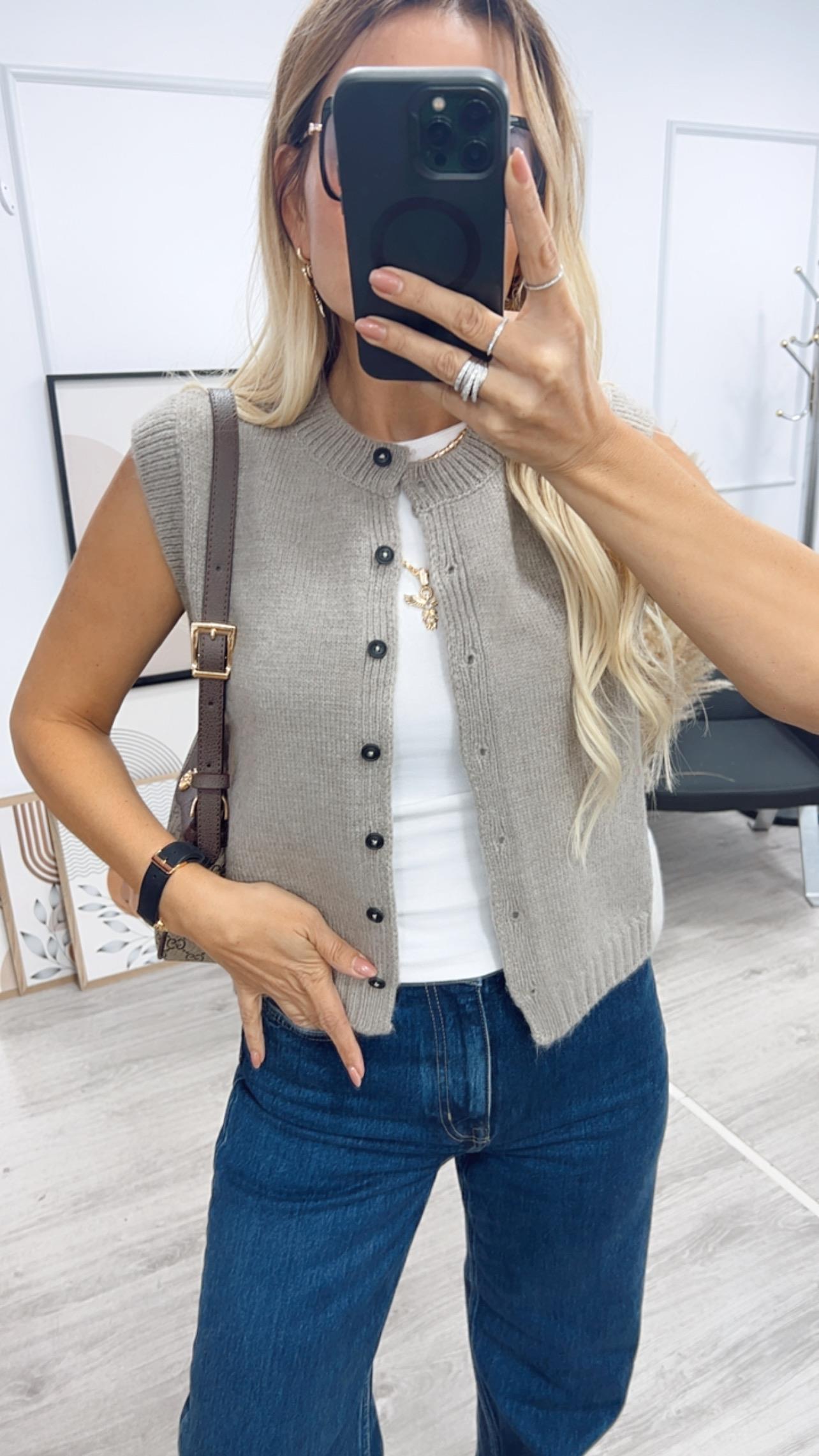 Vizon Düz Düğmeli Yelek