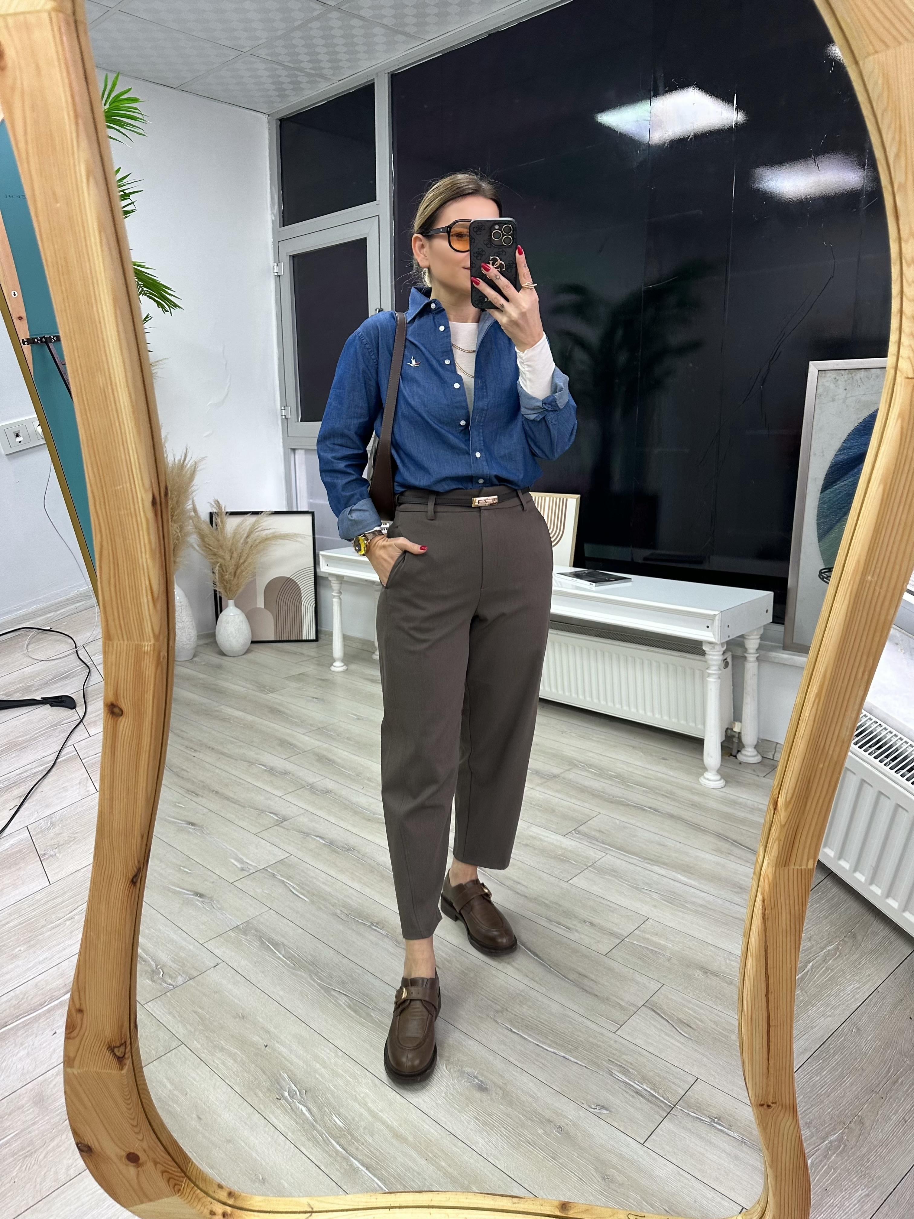 Vizon Düz Kesim Kumaş Pantolon 