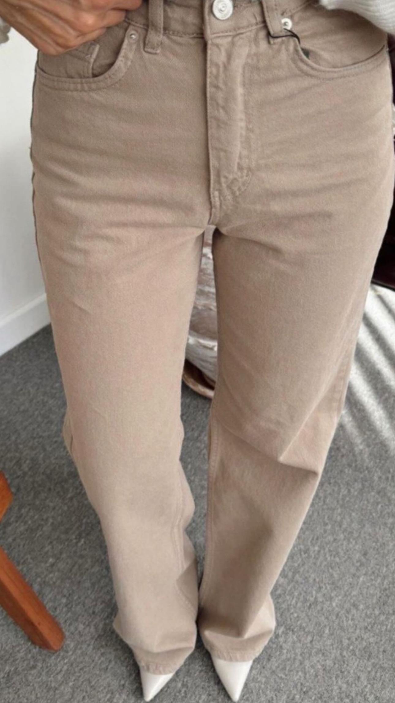 ZR Bej Yüksek Bel Jean 