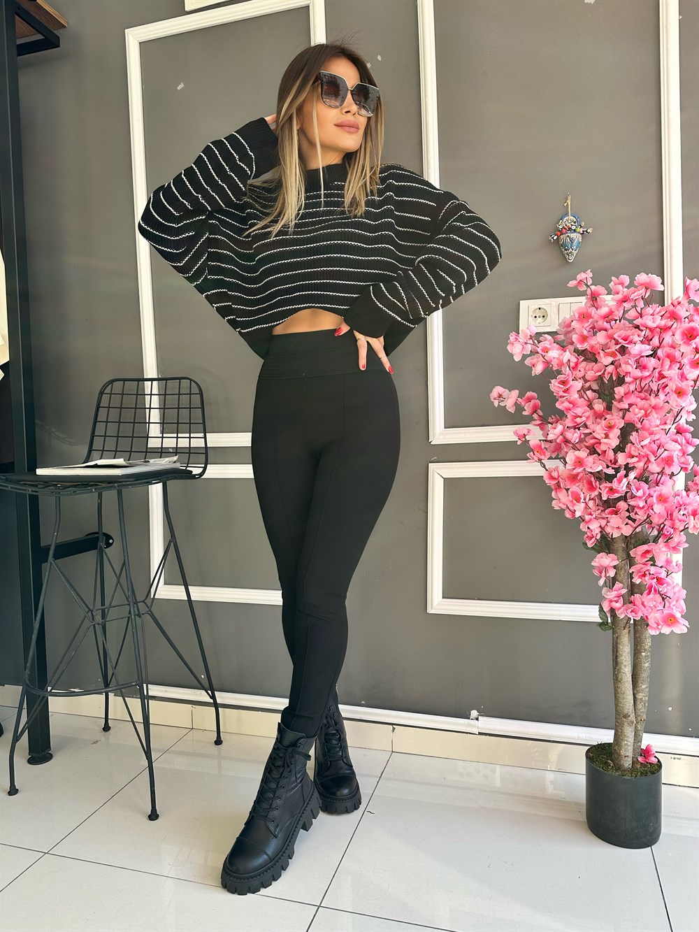 ZR Bel Detay Siyah Tayt