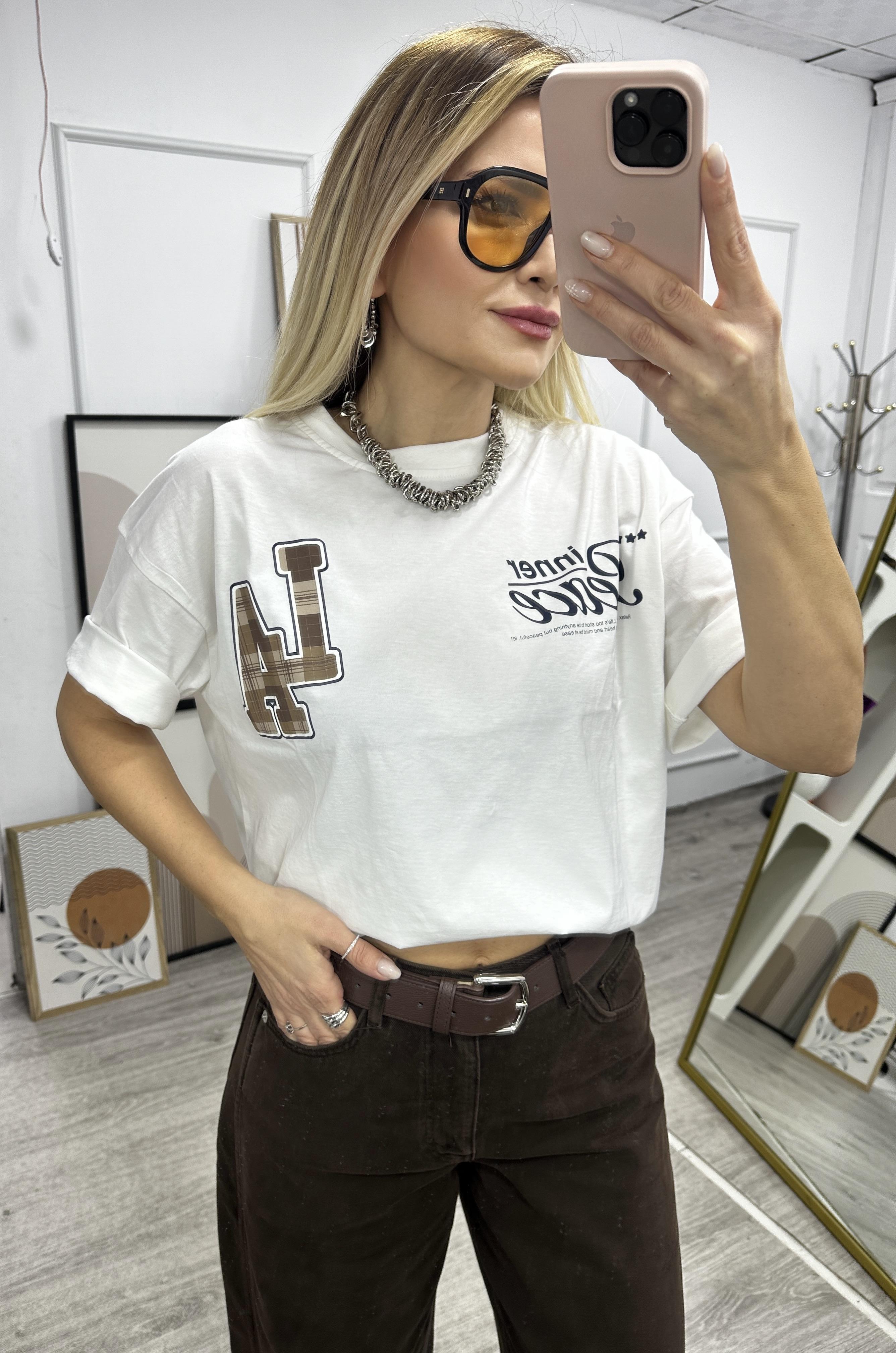 ZR Desenli Kısa Kol Oversize Tşhirt
