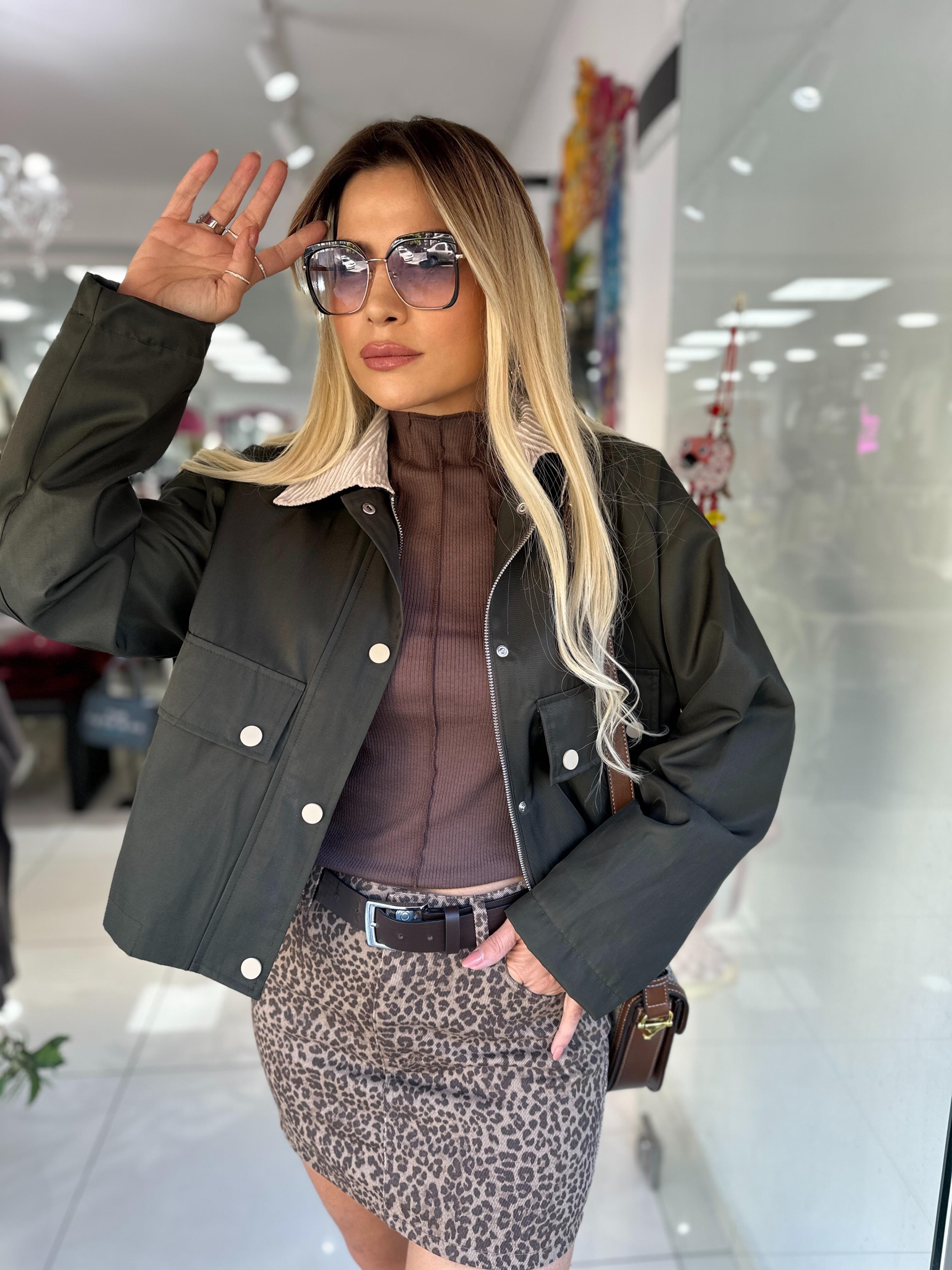 ZR Kadife Yaka Haki Bomber