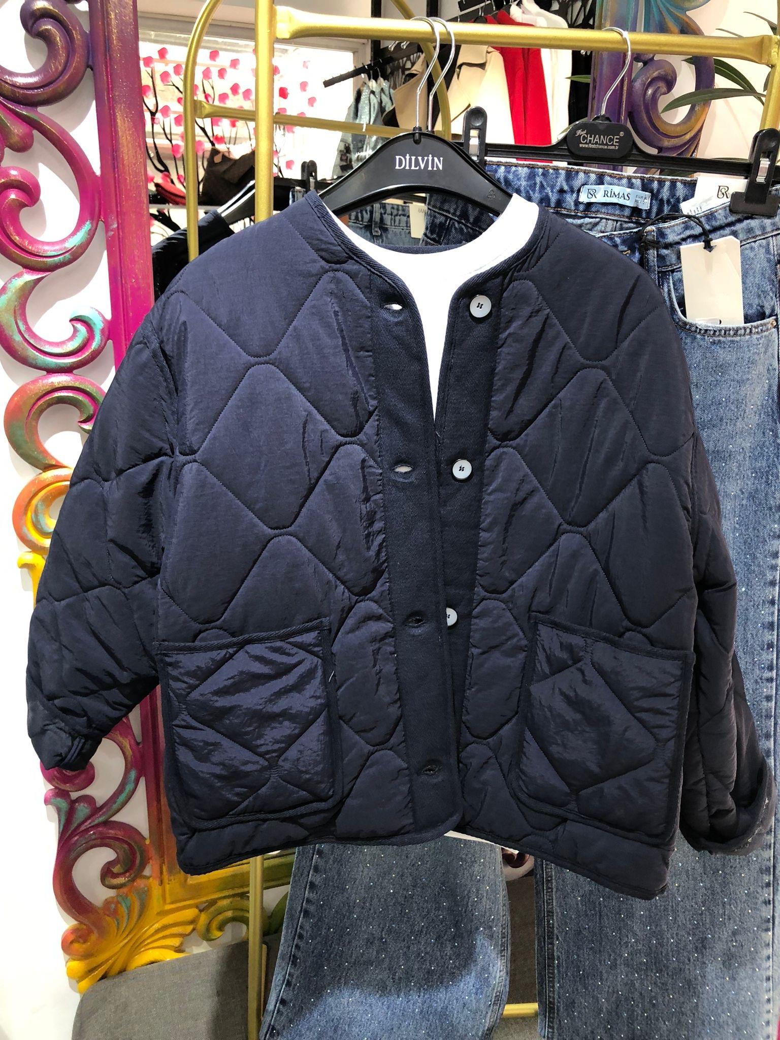 ZR Lacivert Kapitone Mont