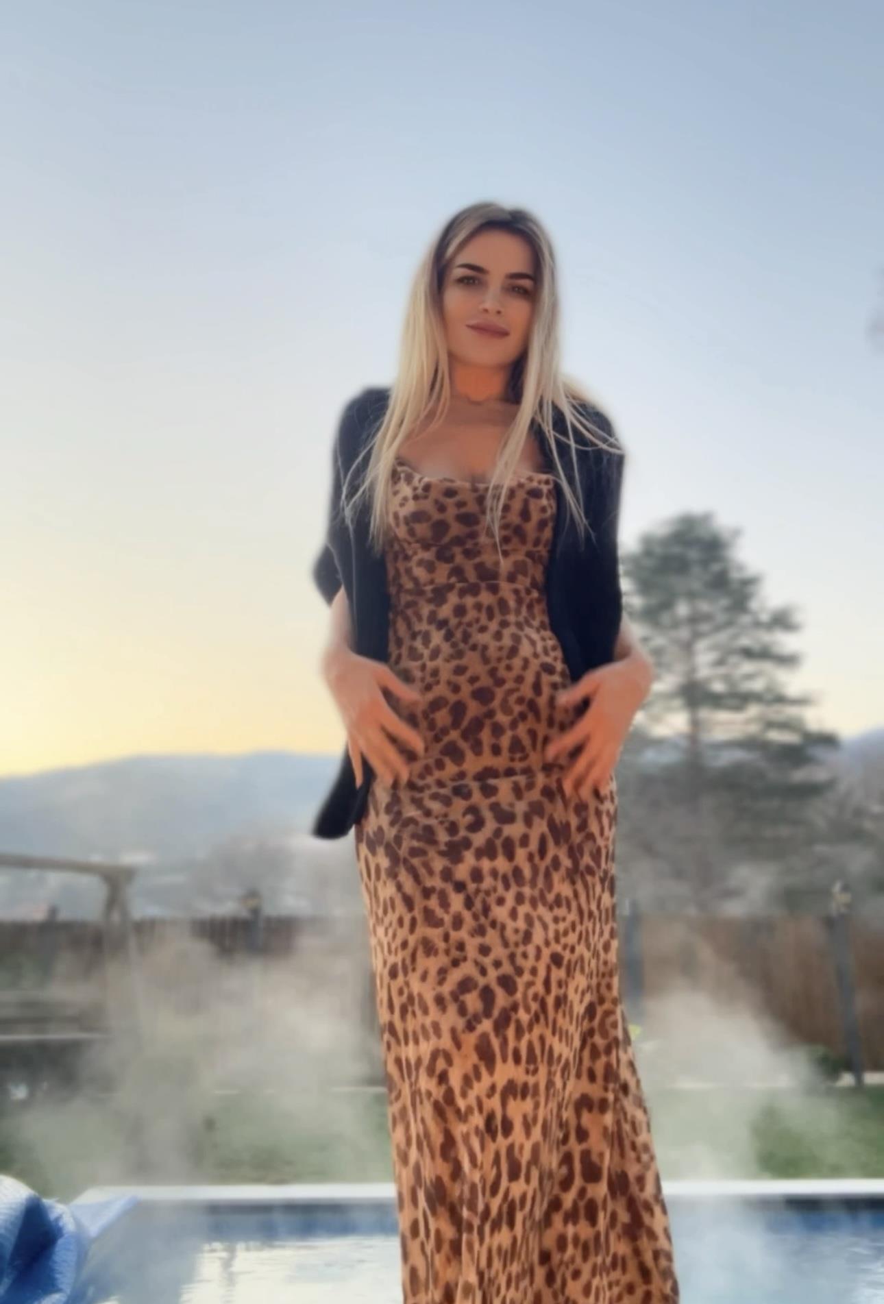 ZR Leopar Desenli Tül Elbise