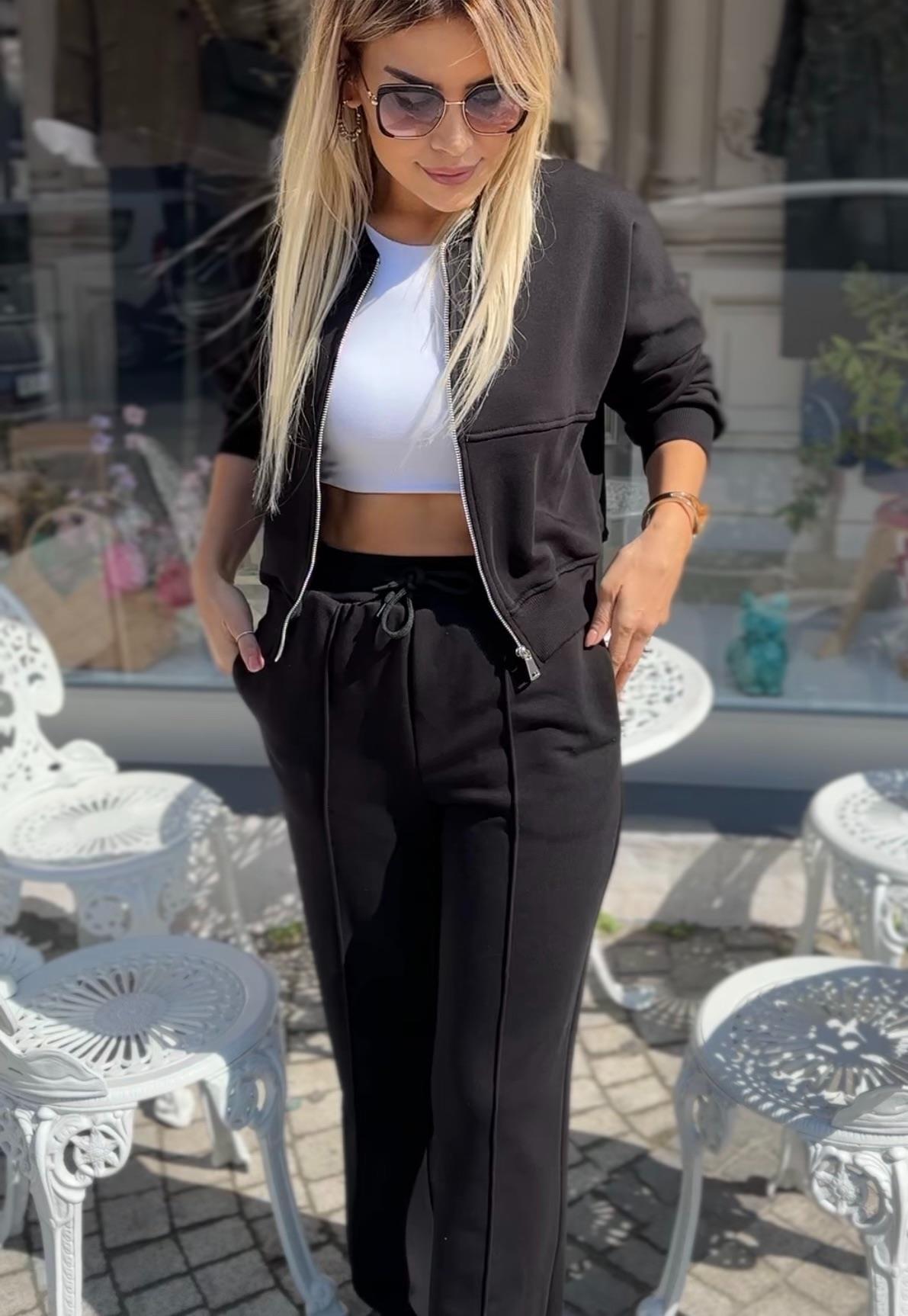 ZR Siyah Bomber Hırka Eşofman Takım 