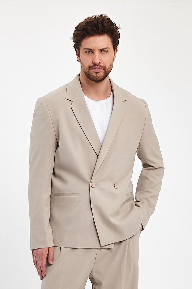 Erkek Kruvaze Kapama Oversize Erkek Blazer Ceket