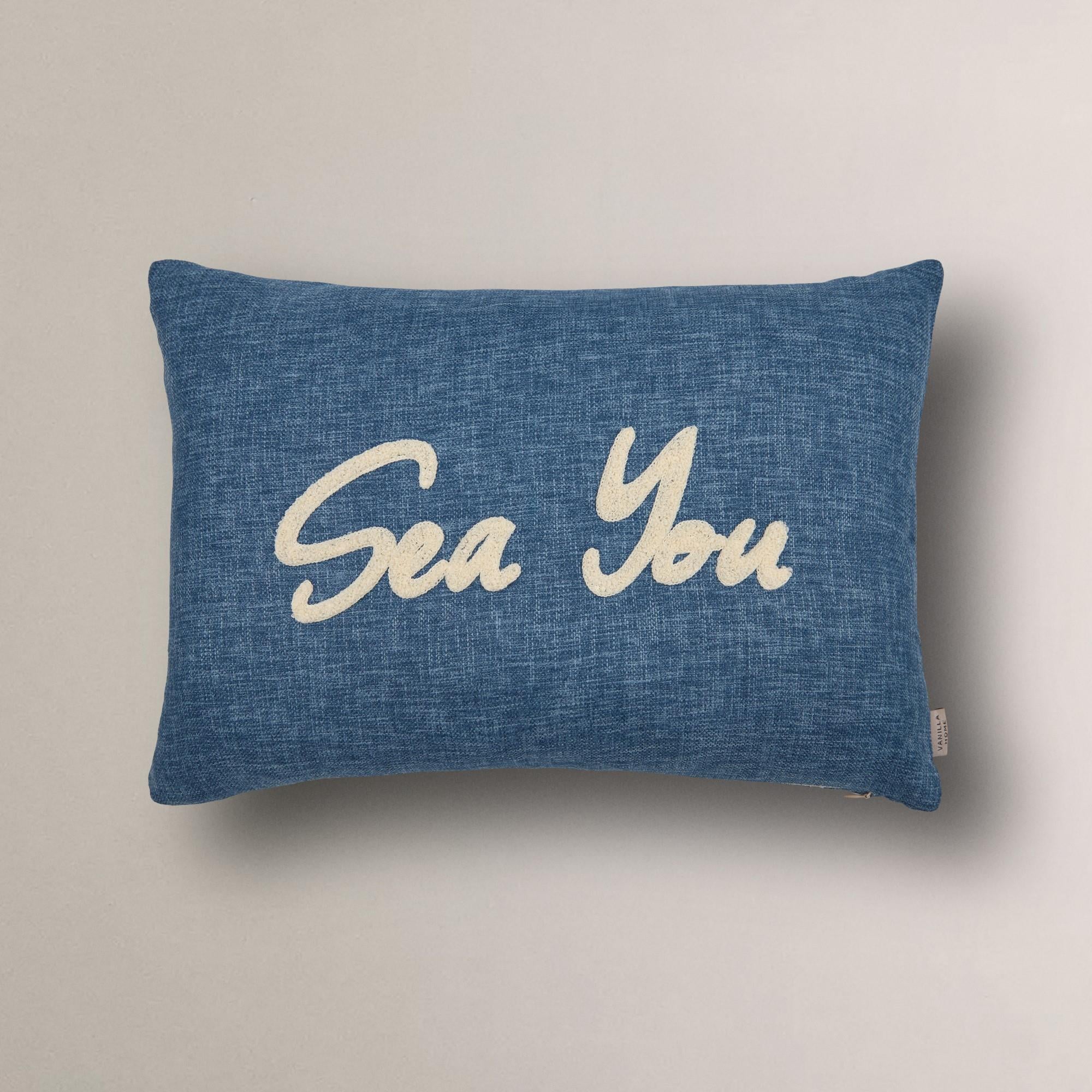 Sea You Punch Desenli Kırlent Kılıfı