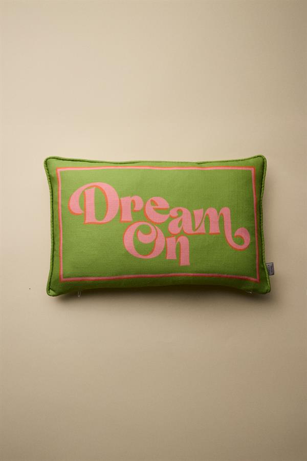 Dream On Baskılı Biye Detaylı Kırlent Kılıfı