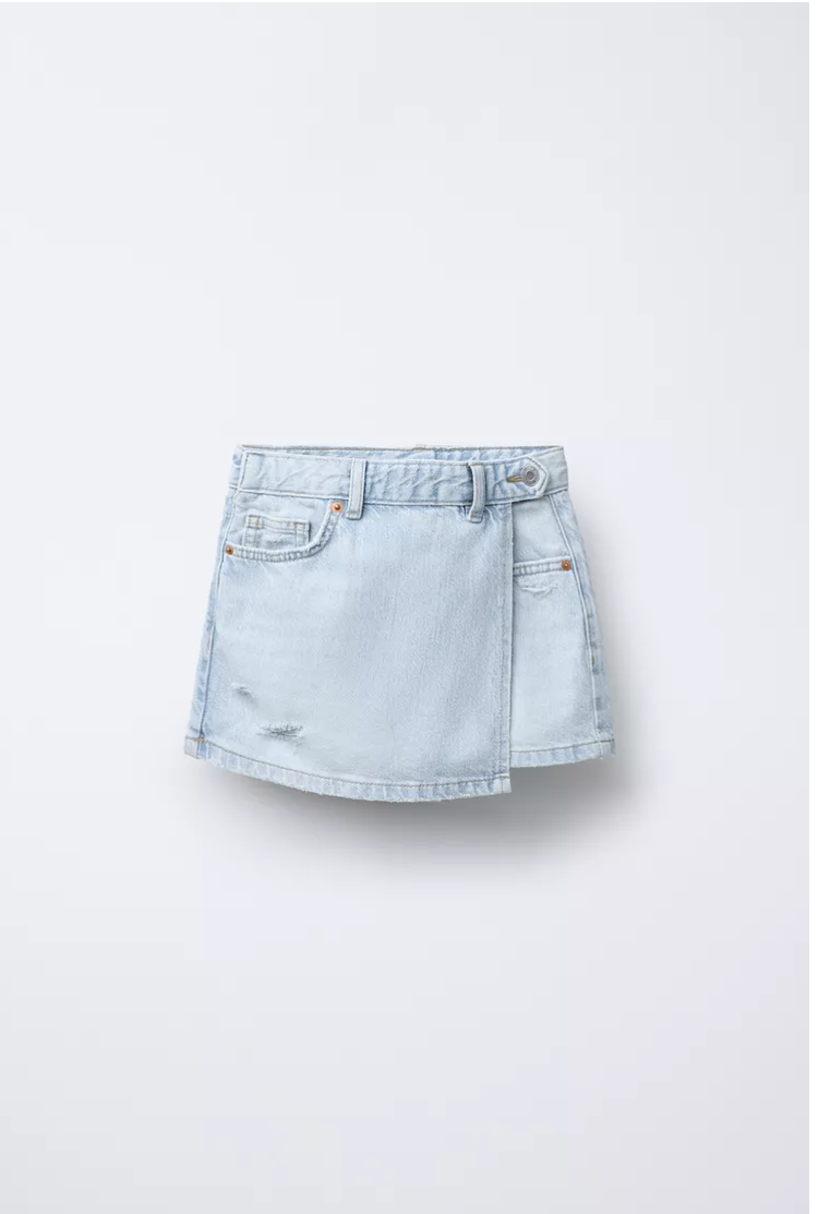 BUZ MAVİSİ DENİM ŞORT ETEK