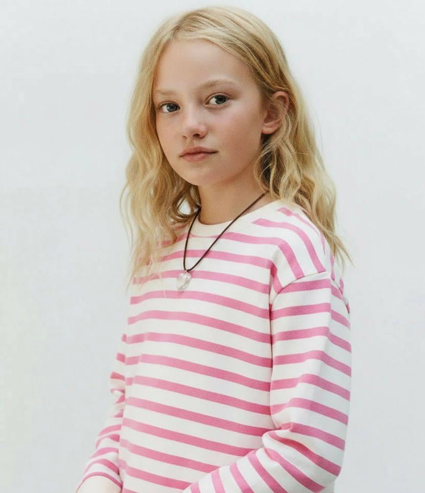 ÇİZGİLİ BASIC SWEATSHIRT (PEMBE)