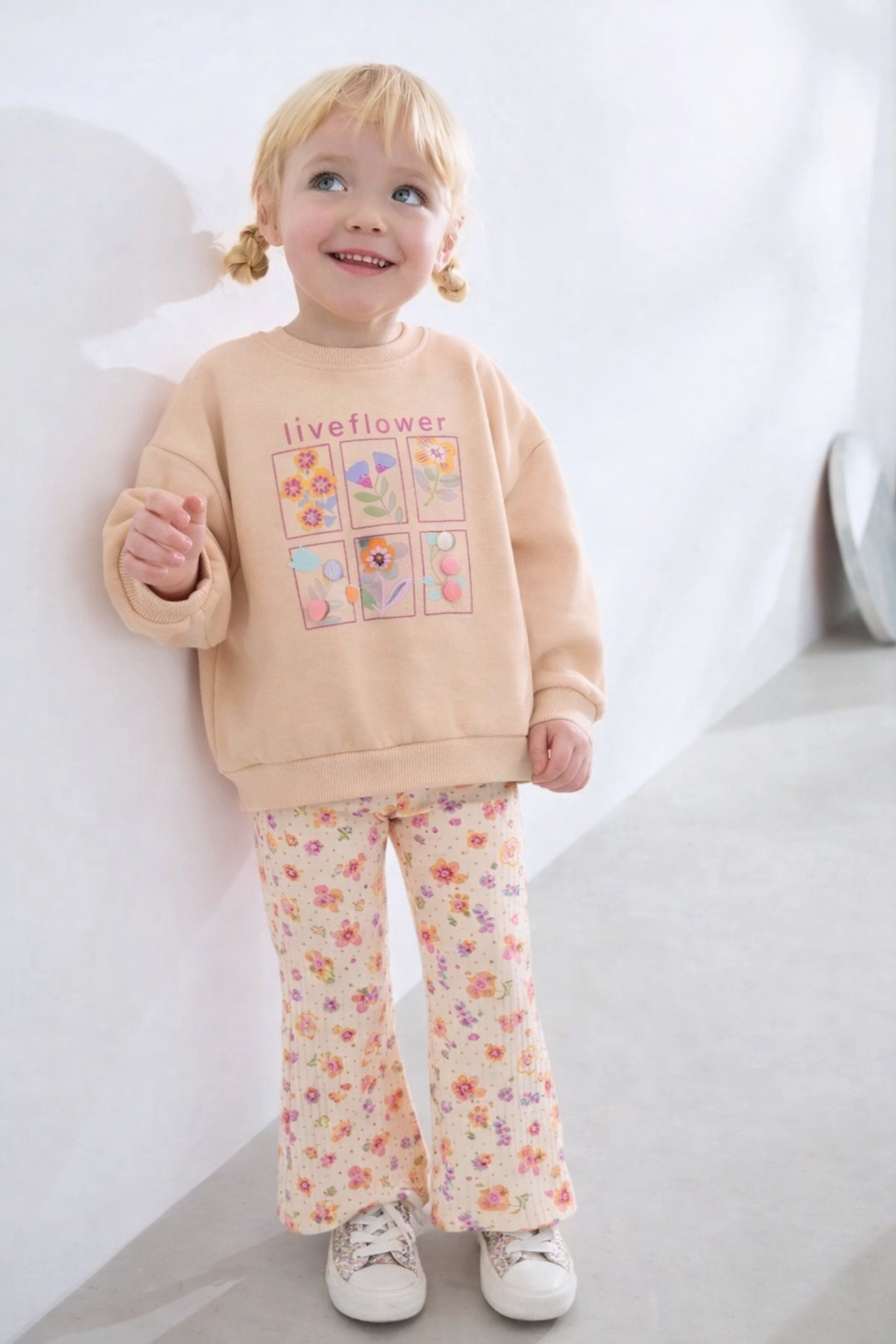 FLOWER SWEATSHIRT FİTİLLİ TAYT TAKIM
