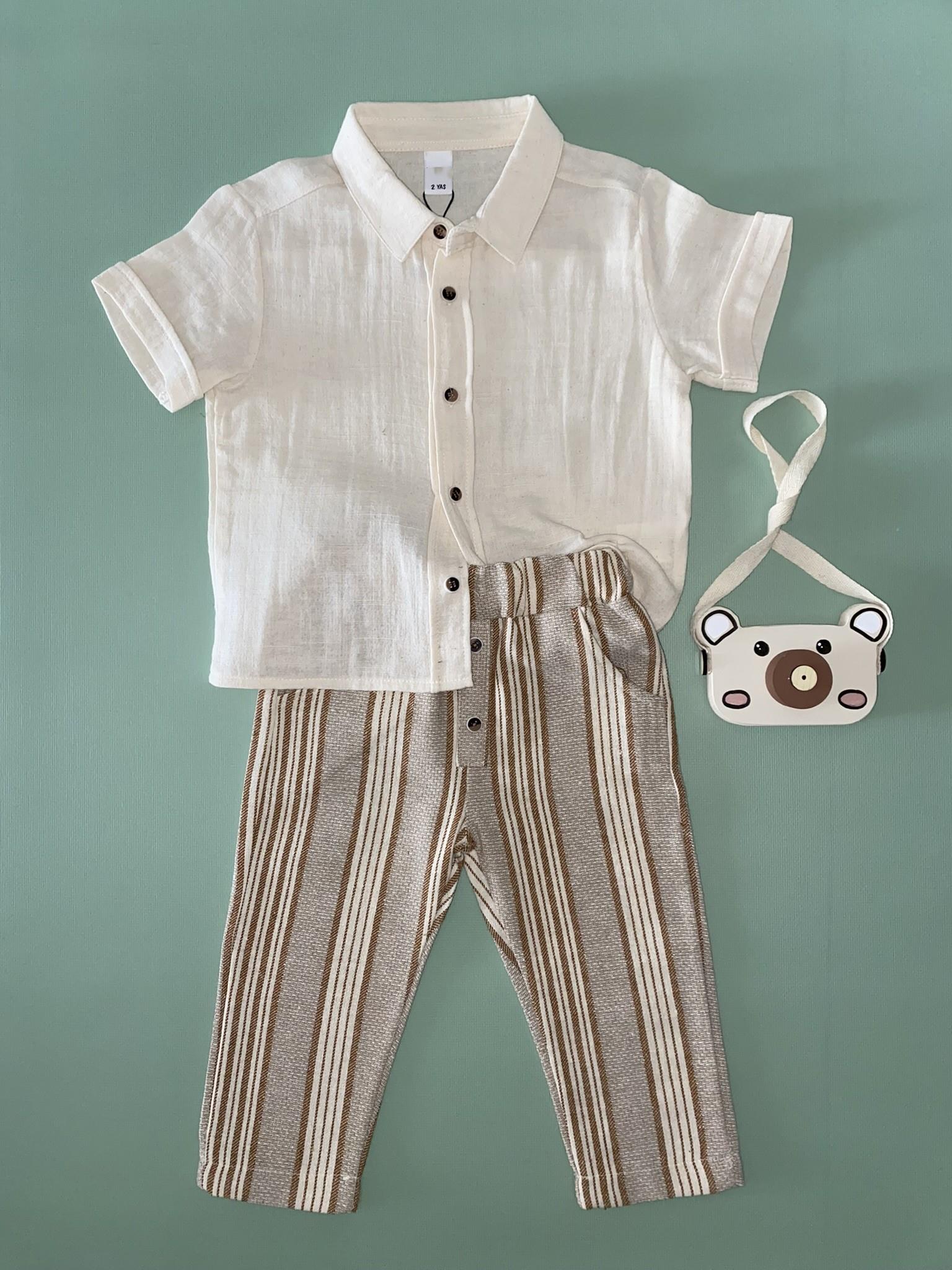 Keten Gömlek Pantolon Takım