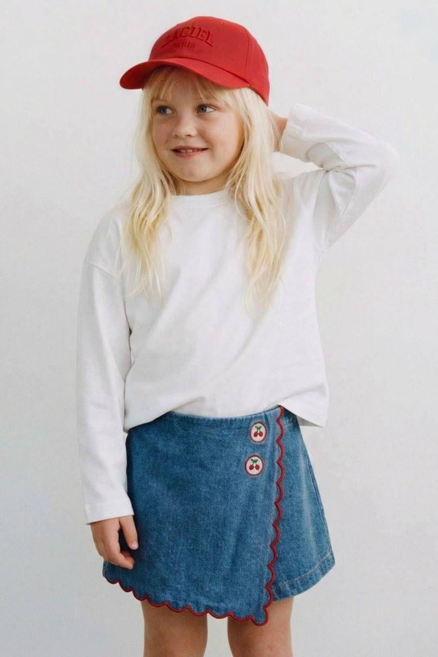 LA'CIEL PARİS CHERRY NAKIŞLI DENİM ŞORT ETEK