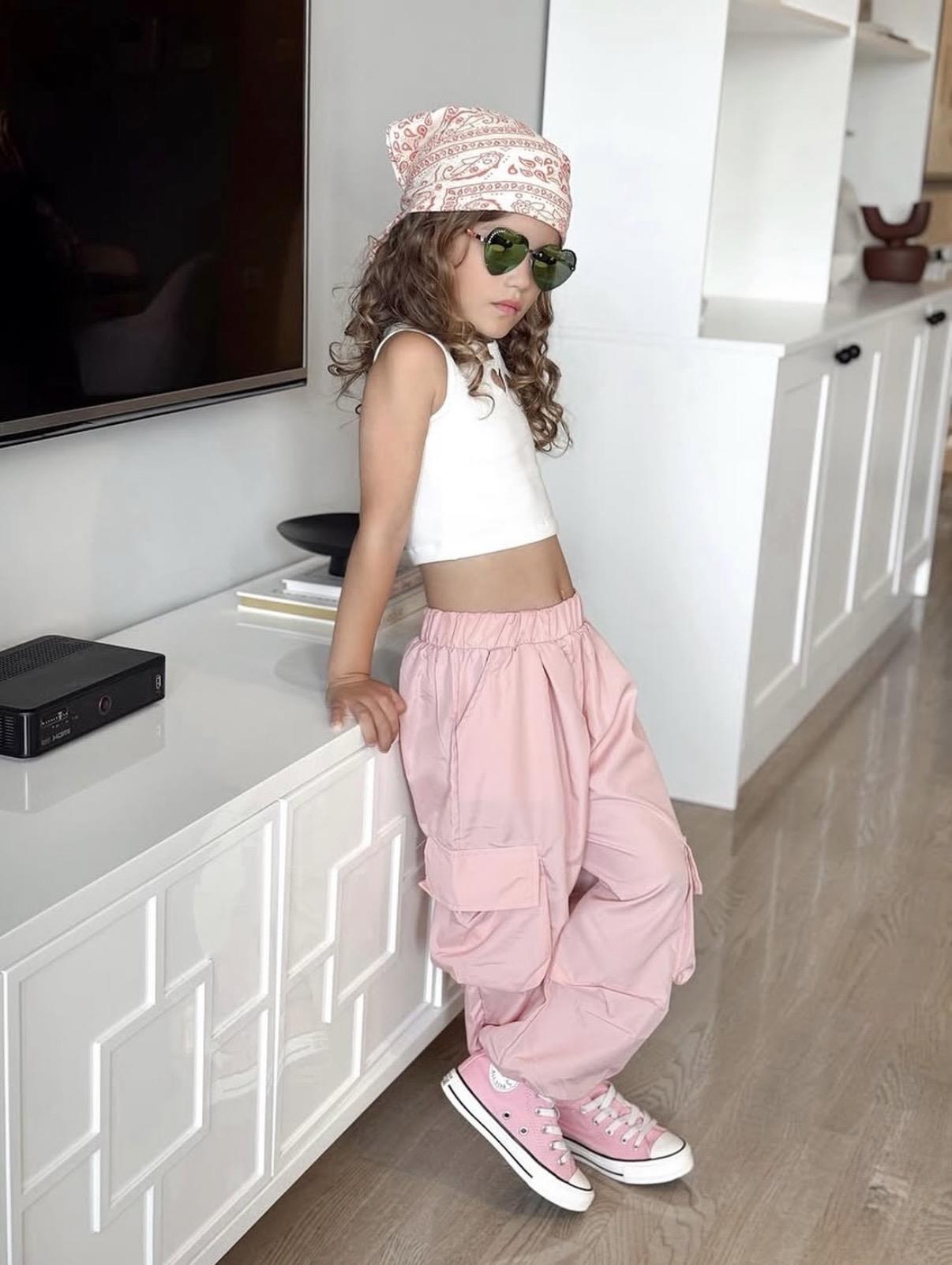 LA'CIEL PARİS CROP BLUZ PARAŞÜT PANTOLON TAKIM (7-14 YAŞ ARASI)