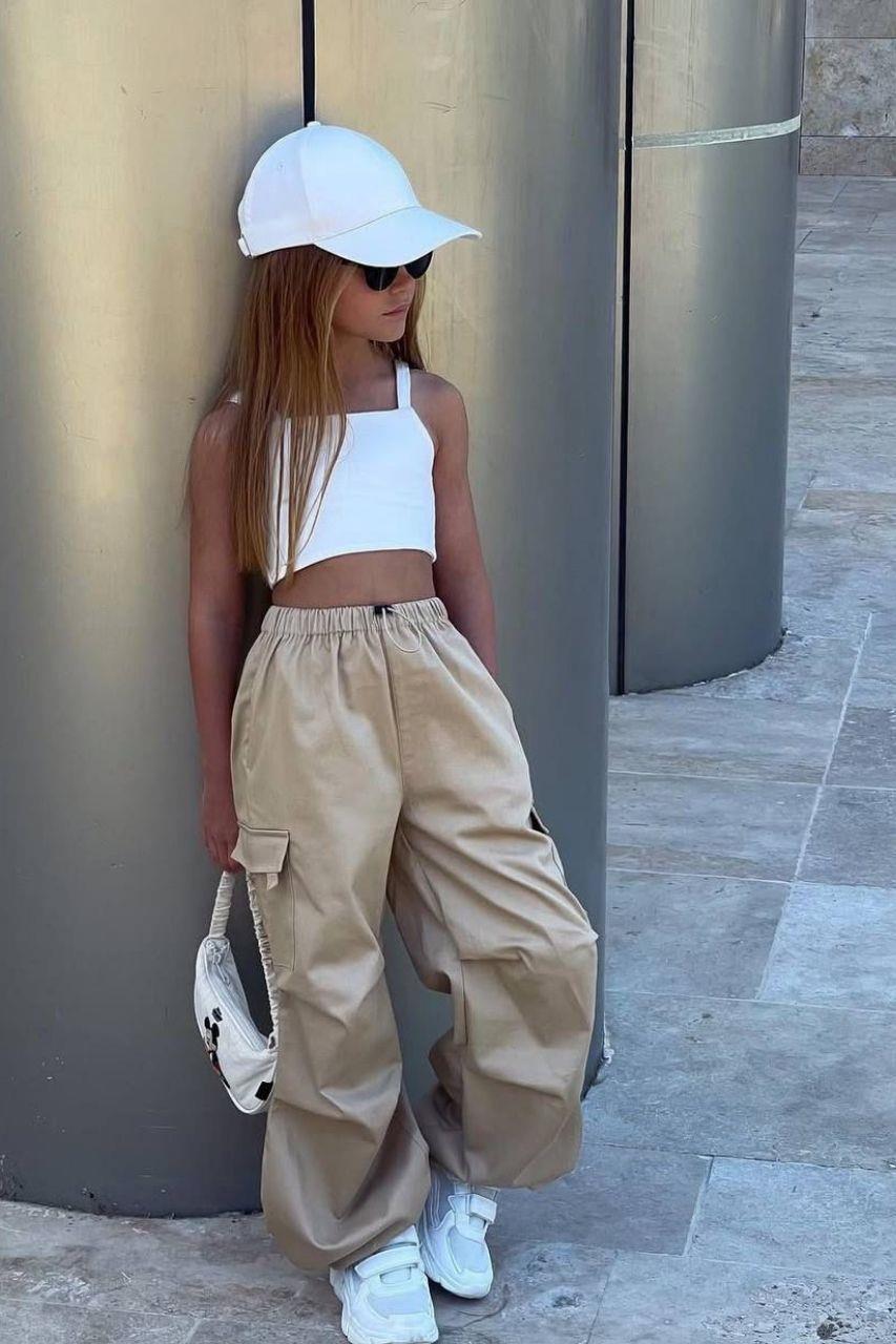 LA'CIEL PARİS CROP BLUZ PARAŞÜT PANTOLON TAKIM (7-14 YAŞ ARASI)