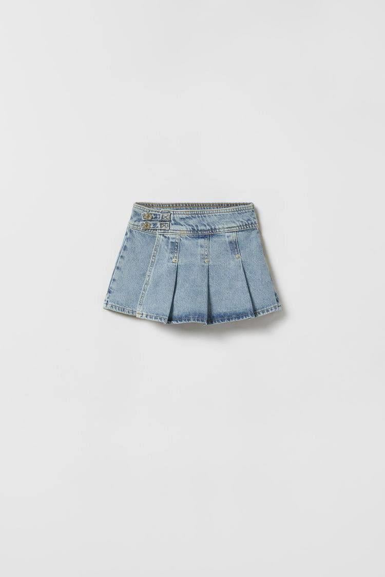 LA'CIEL PİLELİ DENİM ŞORT ETEK ( 7-14 YAŞ ARASI)